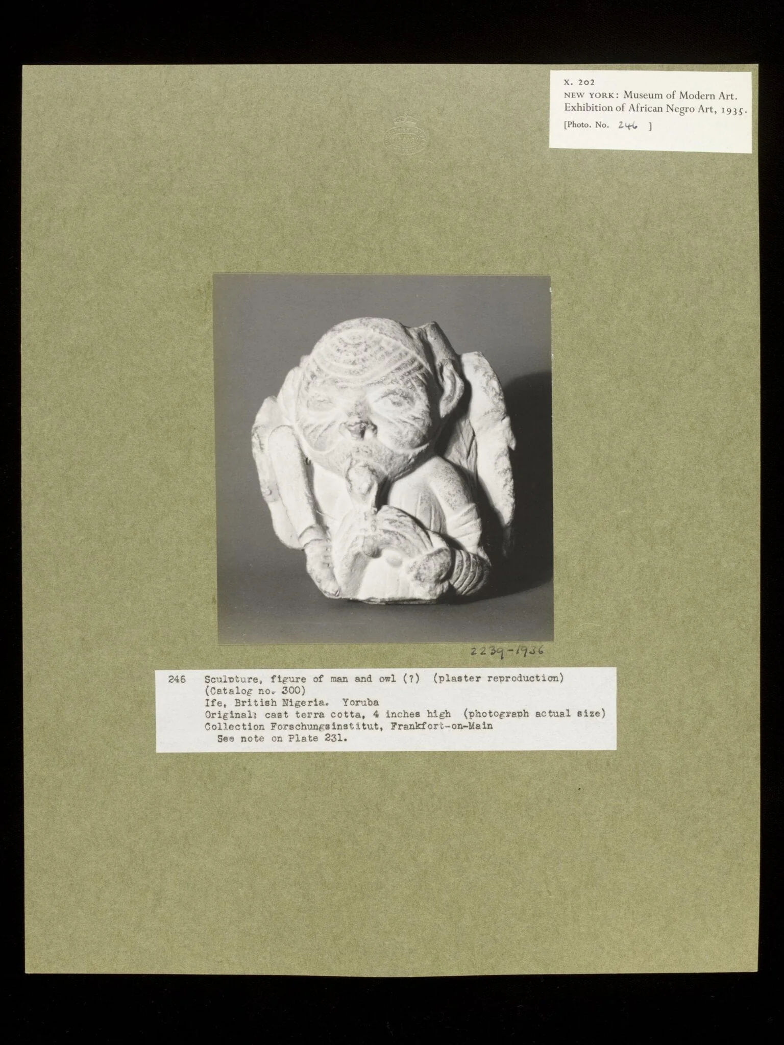 Plaster Cast of Terra Cotta Sculpture.  Yoruba., by Walker Evans, photographic, 1935