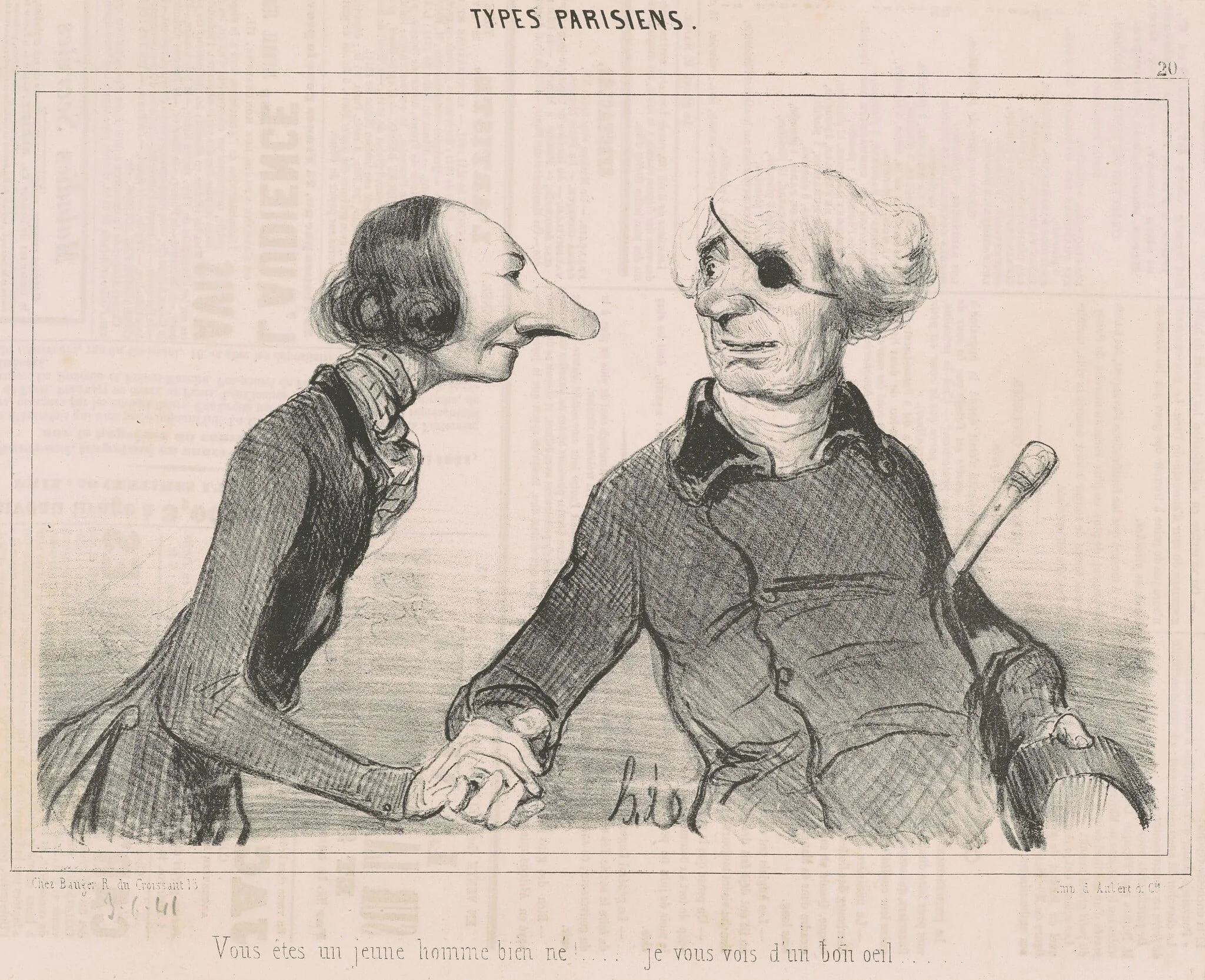 Vous êtes un jeune homme bien né!..., by Honoré Daumier, ink, 1840