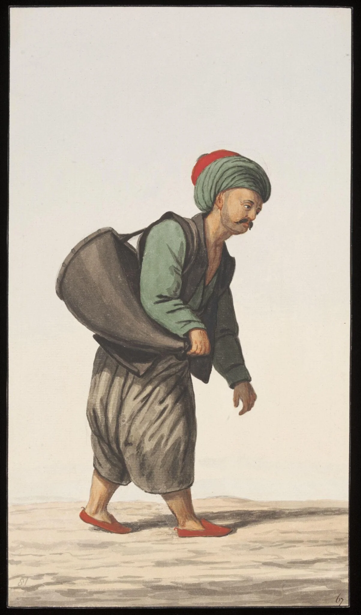 A Saka, or water carrier[?], by Anonymous Greek artist, watercolor, 1809