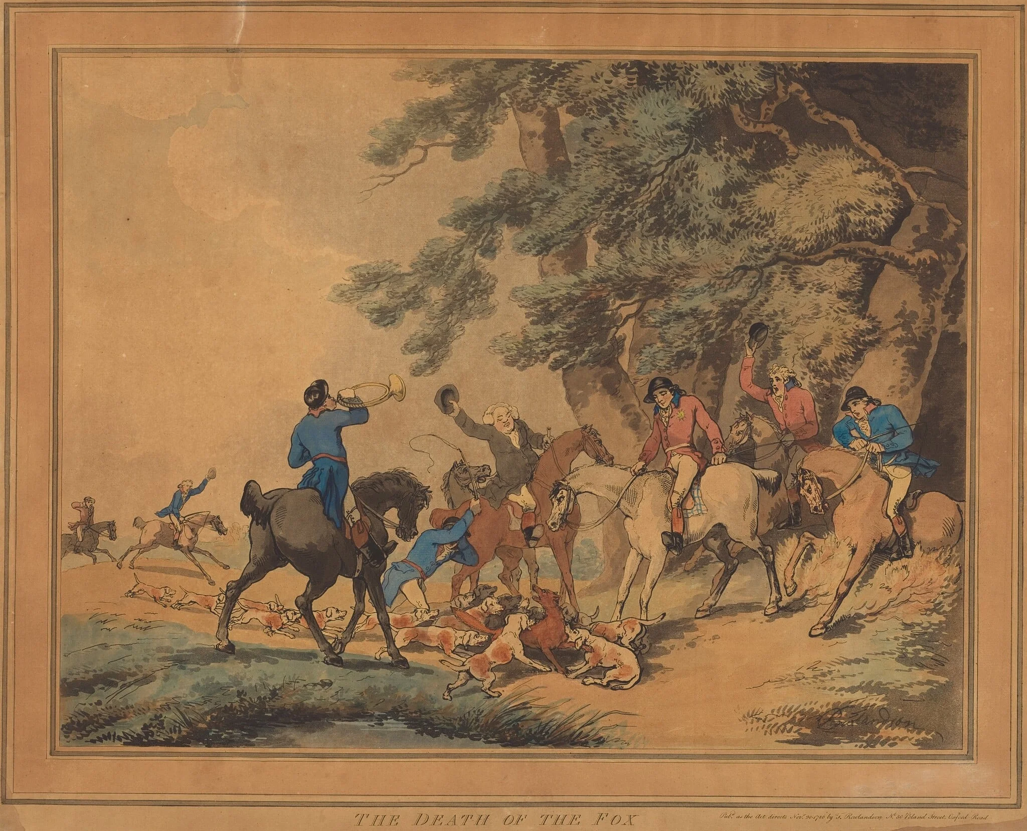 The Death of the Fox, by Thomas Rowlandson, ink, 1786