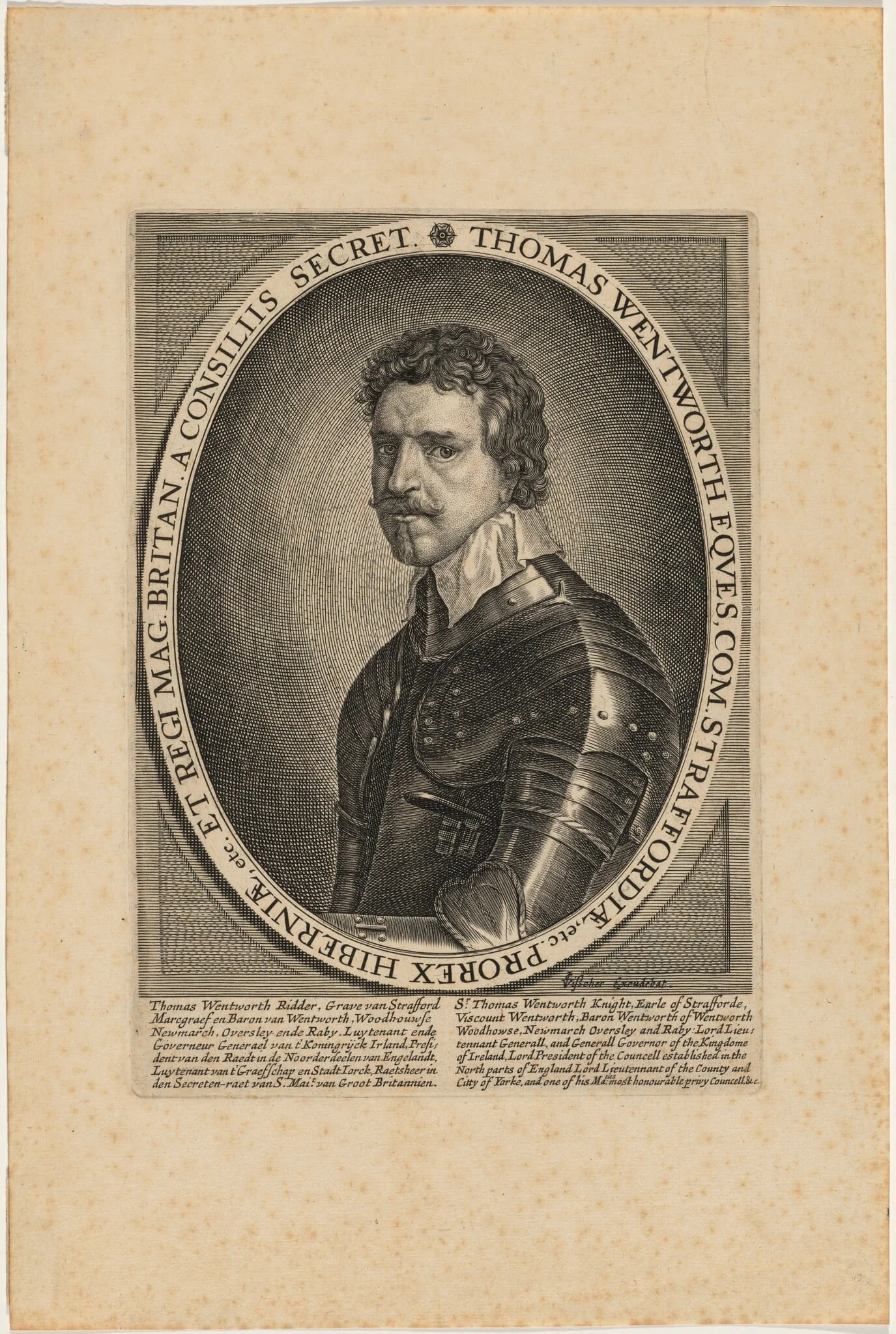 Thomas Wentworth, Earl of Strafford, by Claes Jansz Visscher, ink, 1619