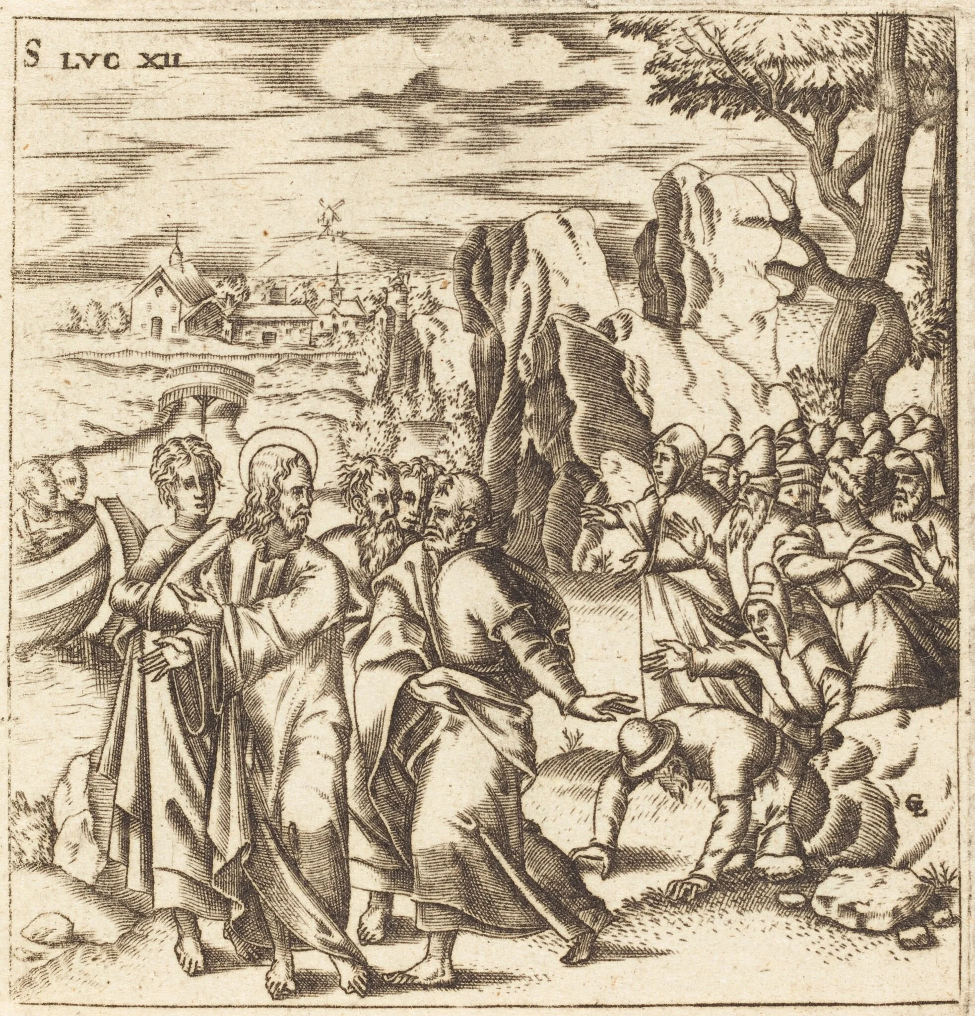 Christ Teaching the Multitude, by Léonard Gaultier, ink, 1578