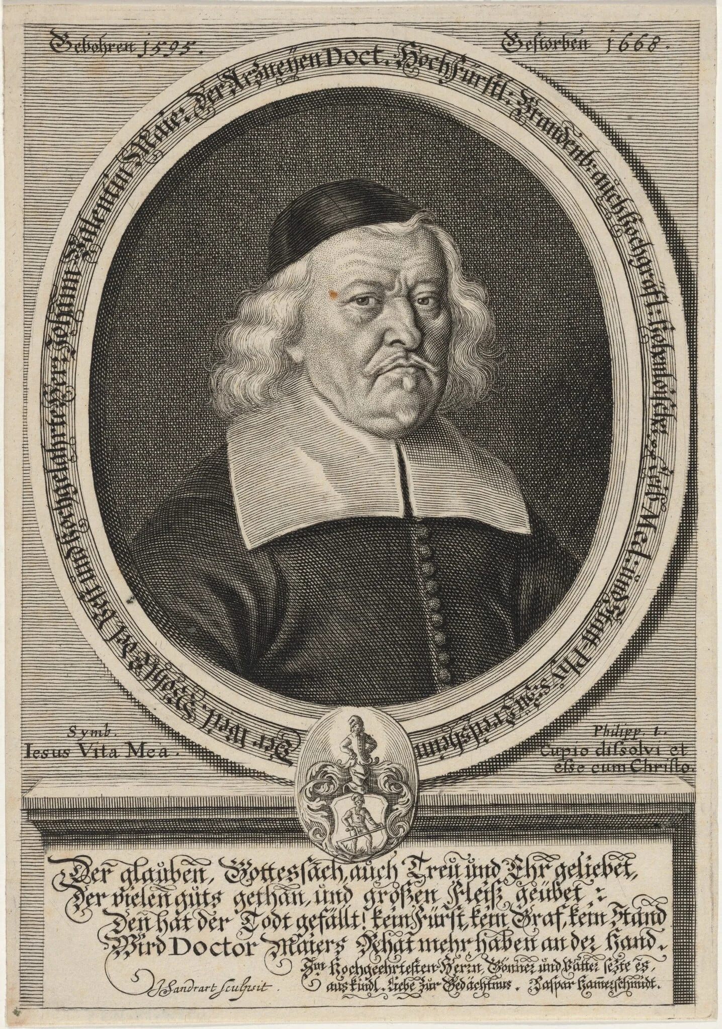 Johann Valentin Maier, by Jacob von Sandrart, ink, 1668
