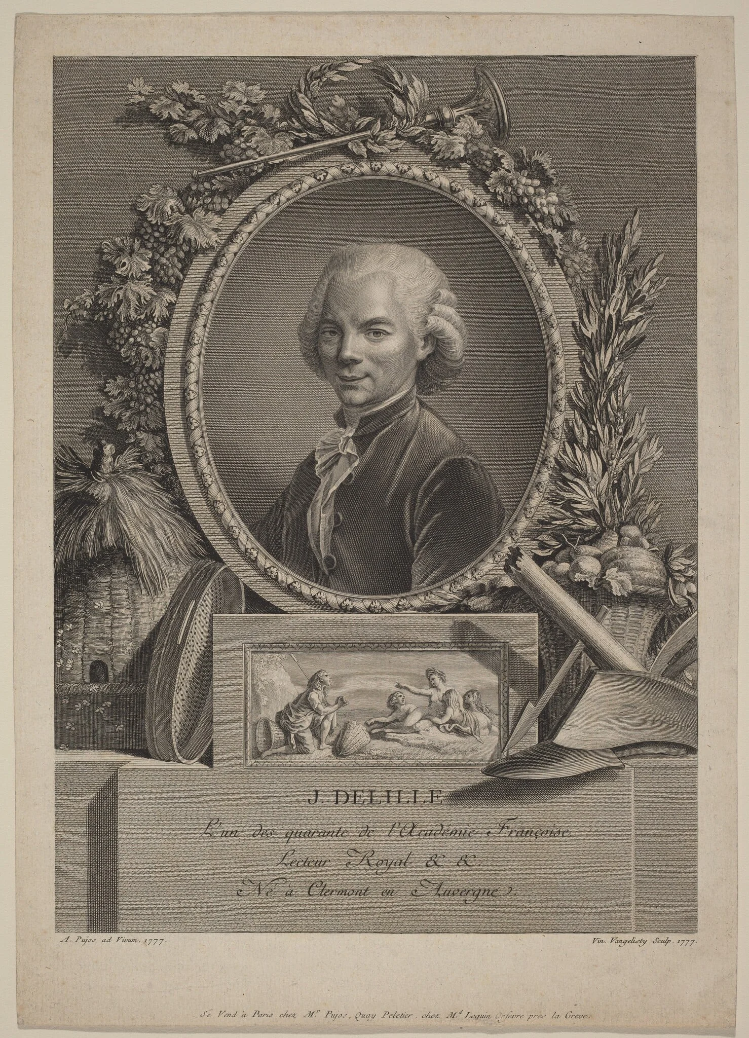 Jacques Delille, by Vincenzo Vangelisti, ink, 1777
