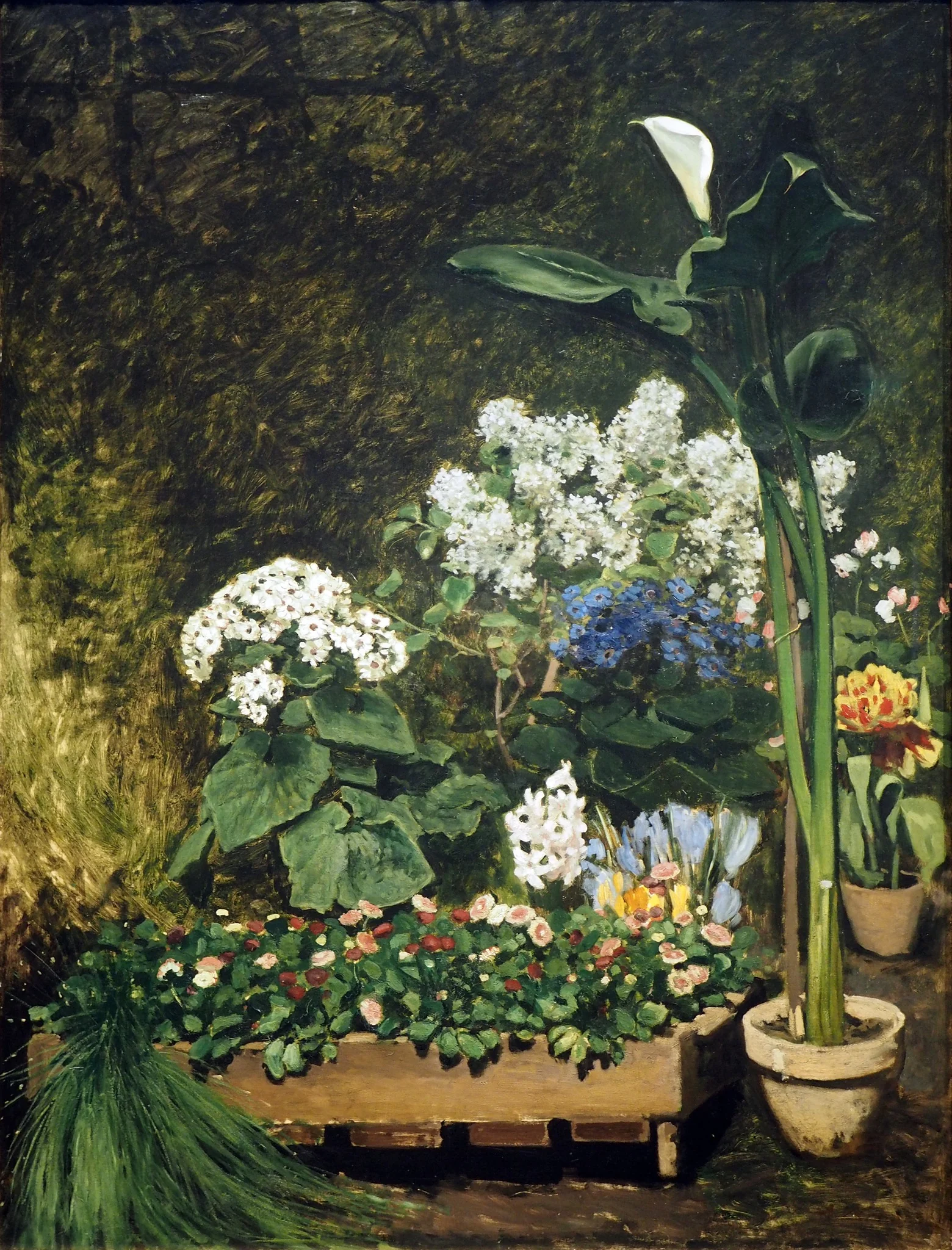 Flowers in Greenhouse, by Auguste Renoir, oil, 1864