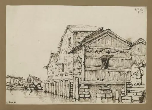 A waterside building, Macau, raised on stone blocks