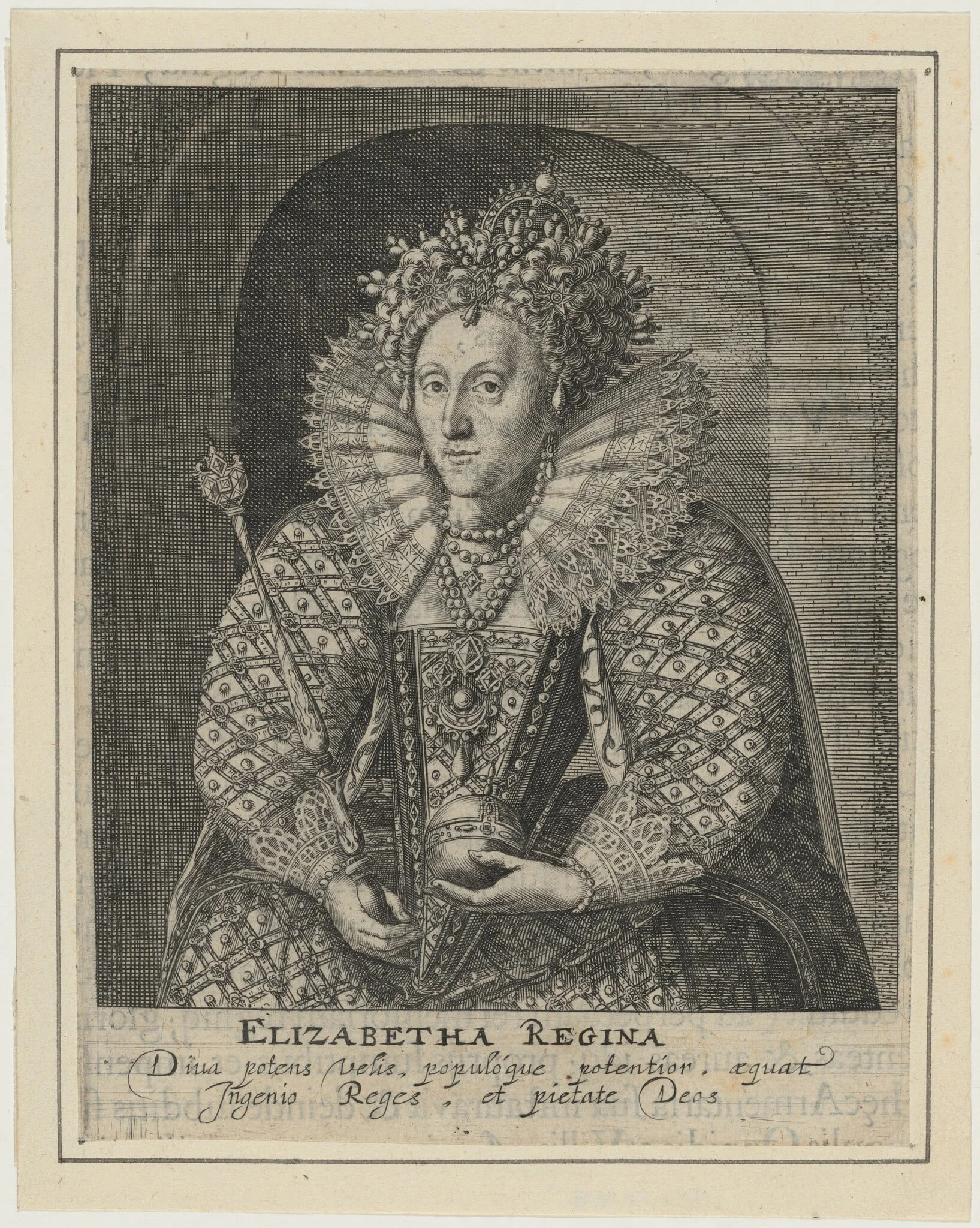 Queen Elizabeth, by Magdalena van de Passe, ink, 1620