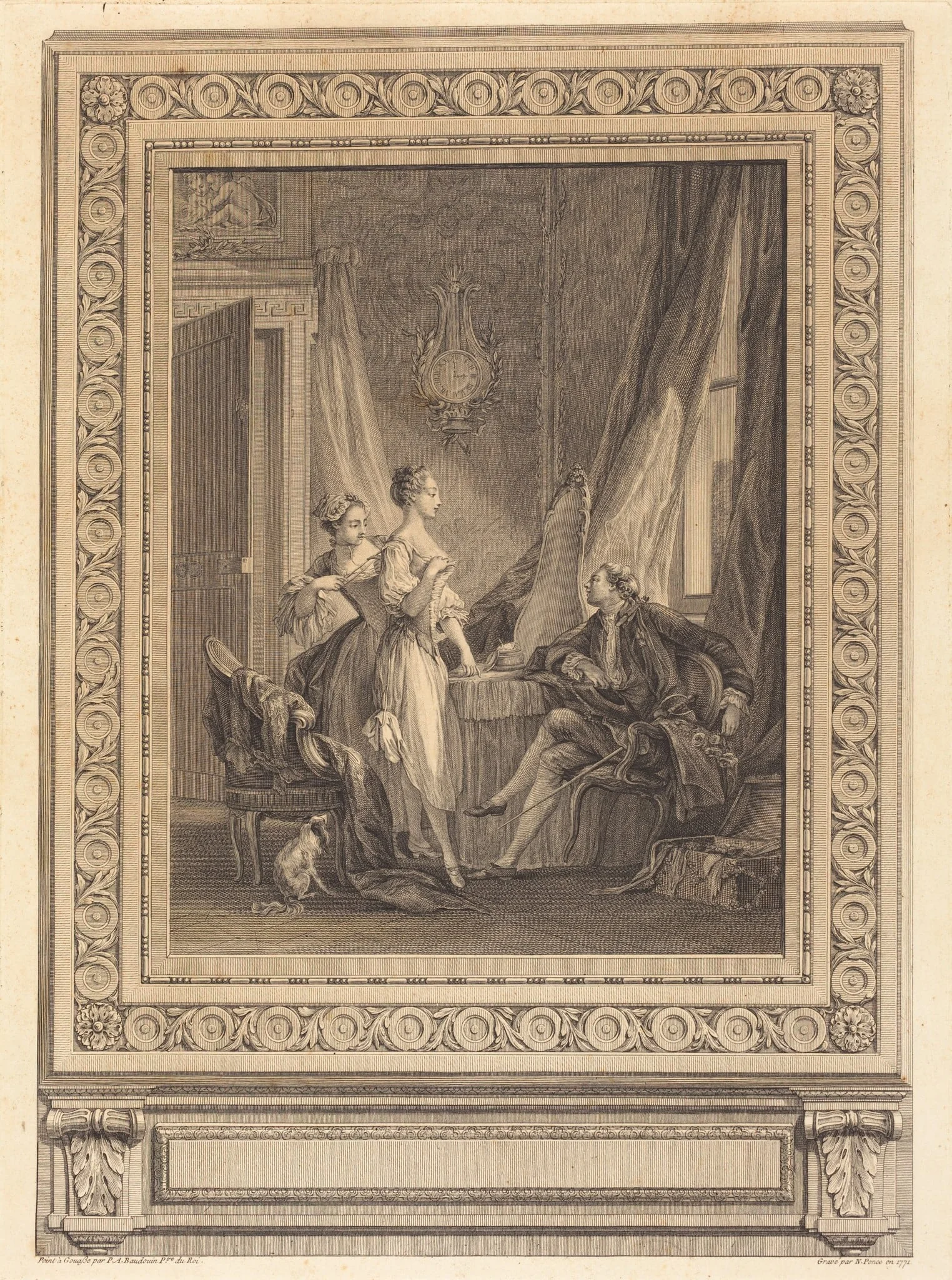 La toilette, by Charles-Nicolas Cochin II, ink, 1771