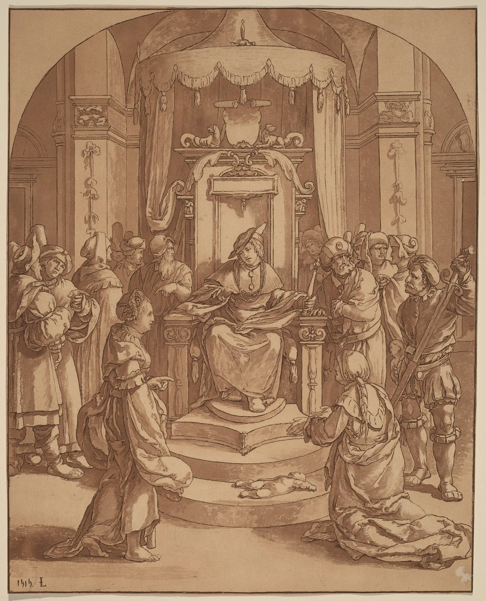 The Judgment of Solomon, by Jacobus Buys, ink, 1782