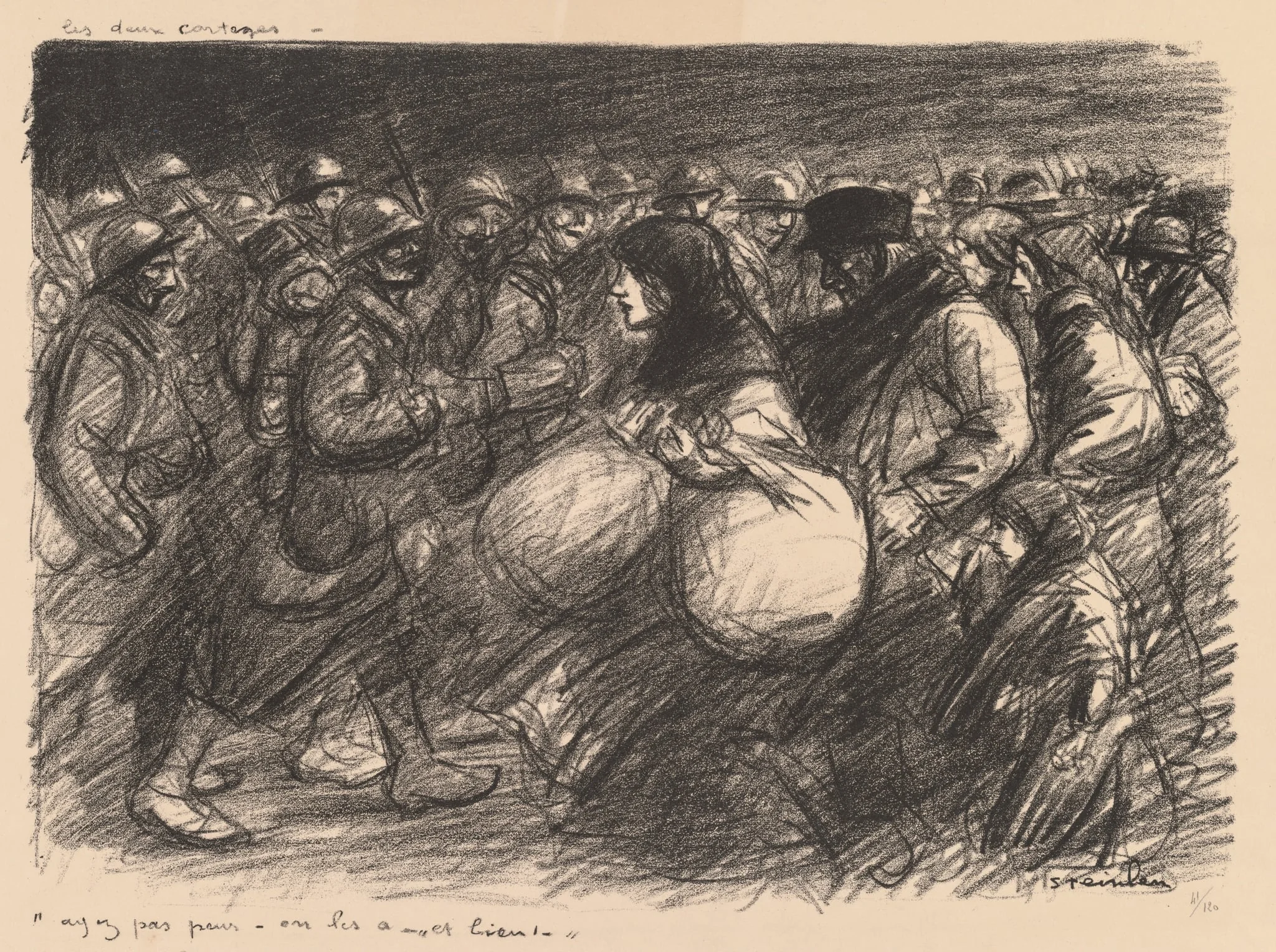 War Sketches: The Two Processions (Croquis de guerre: Les deux cortèges – “Ayez pas peur - on les a - et bien!”)