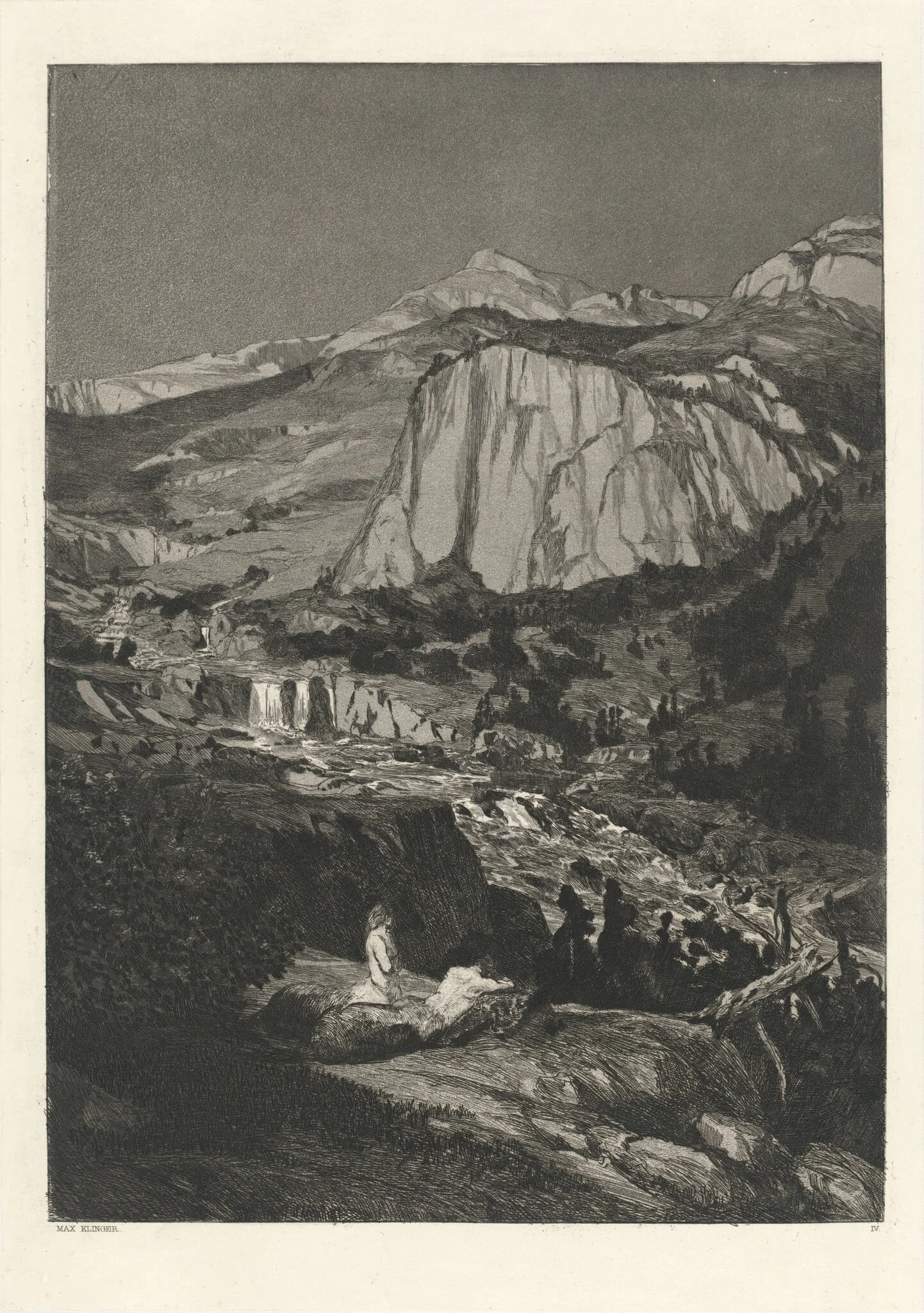 Moonlit Night (Mondnacht): pl. 4, by Max Klinger, ink, 1881