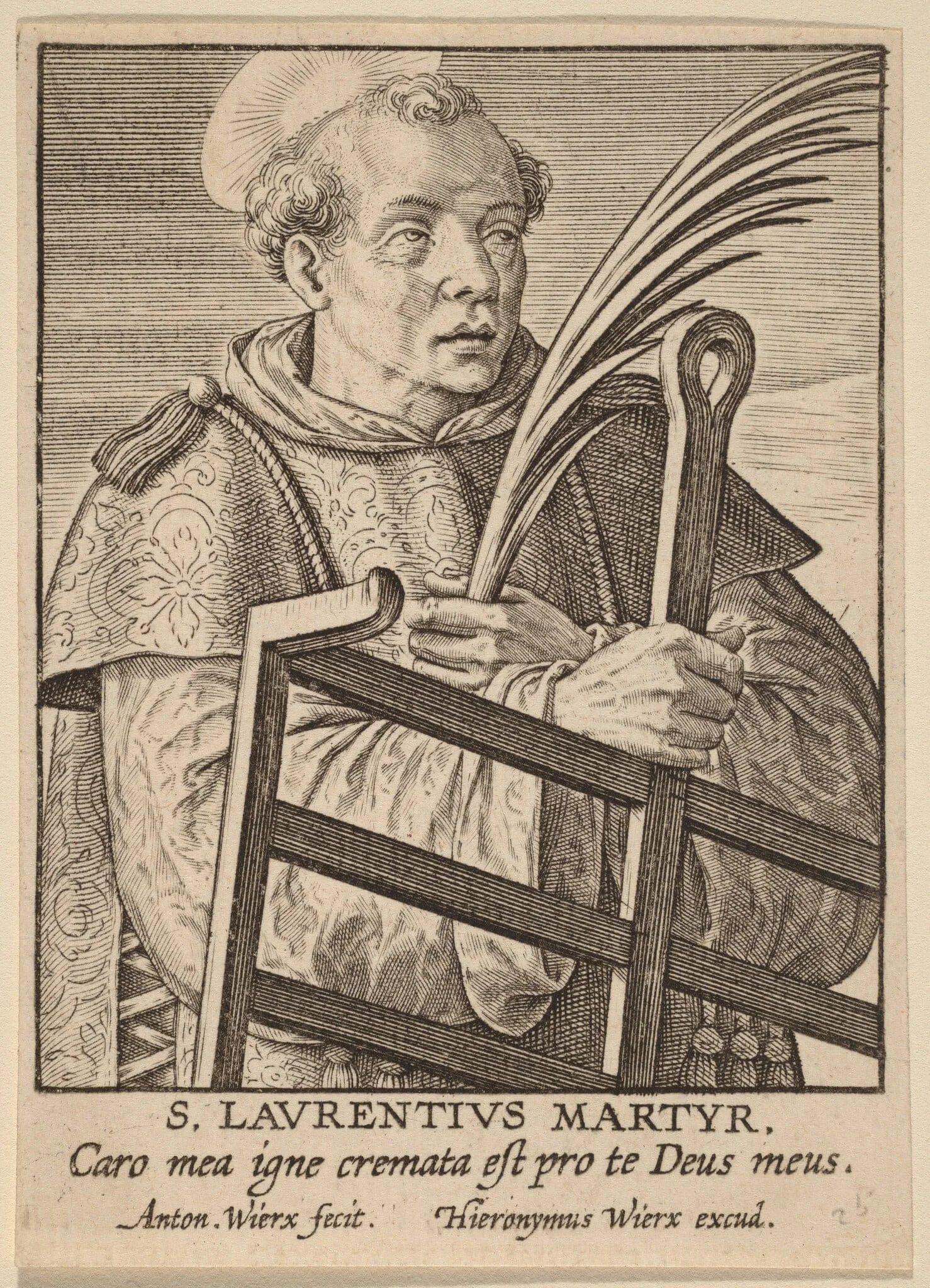 S. Laurentius Martyr, by Anton Wierix, ink, 1588
