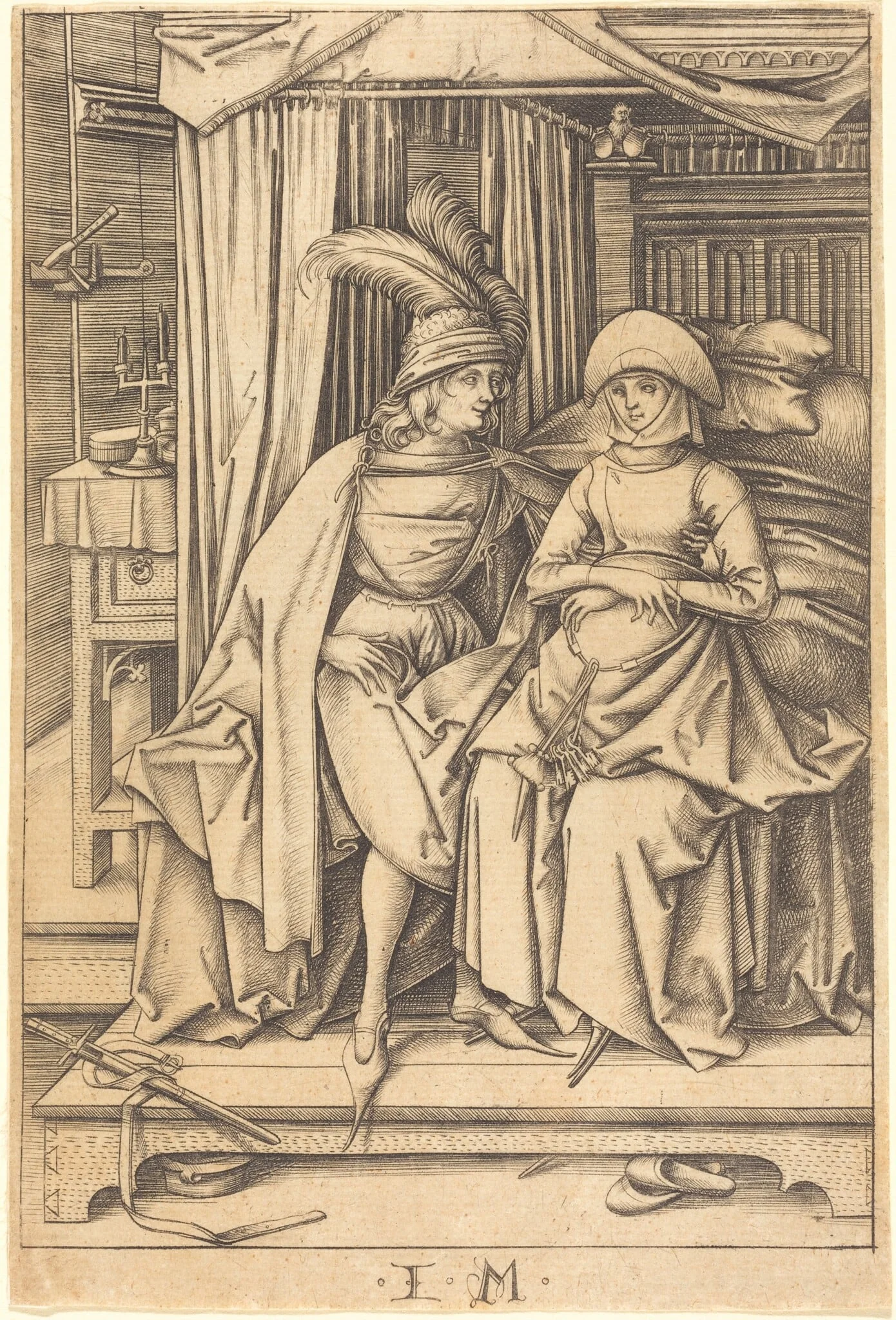 Couple Seated on a Bed