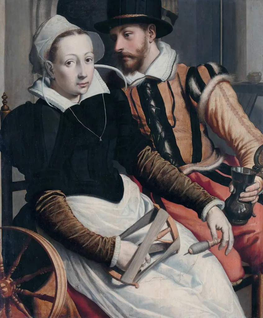 Man and Woman at a Spinning Wheel