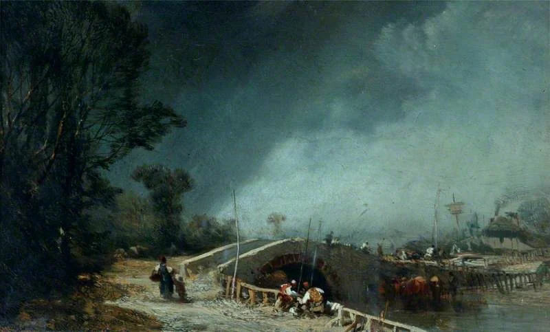 A Bridge, by Charles Hoguet, oil, 1855