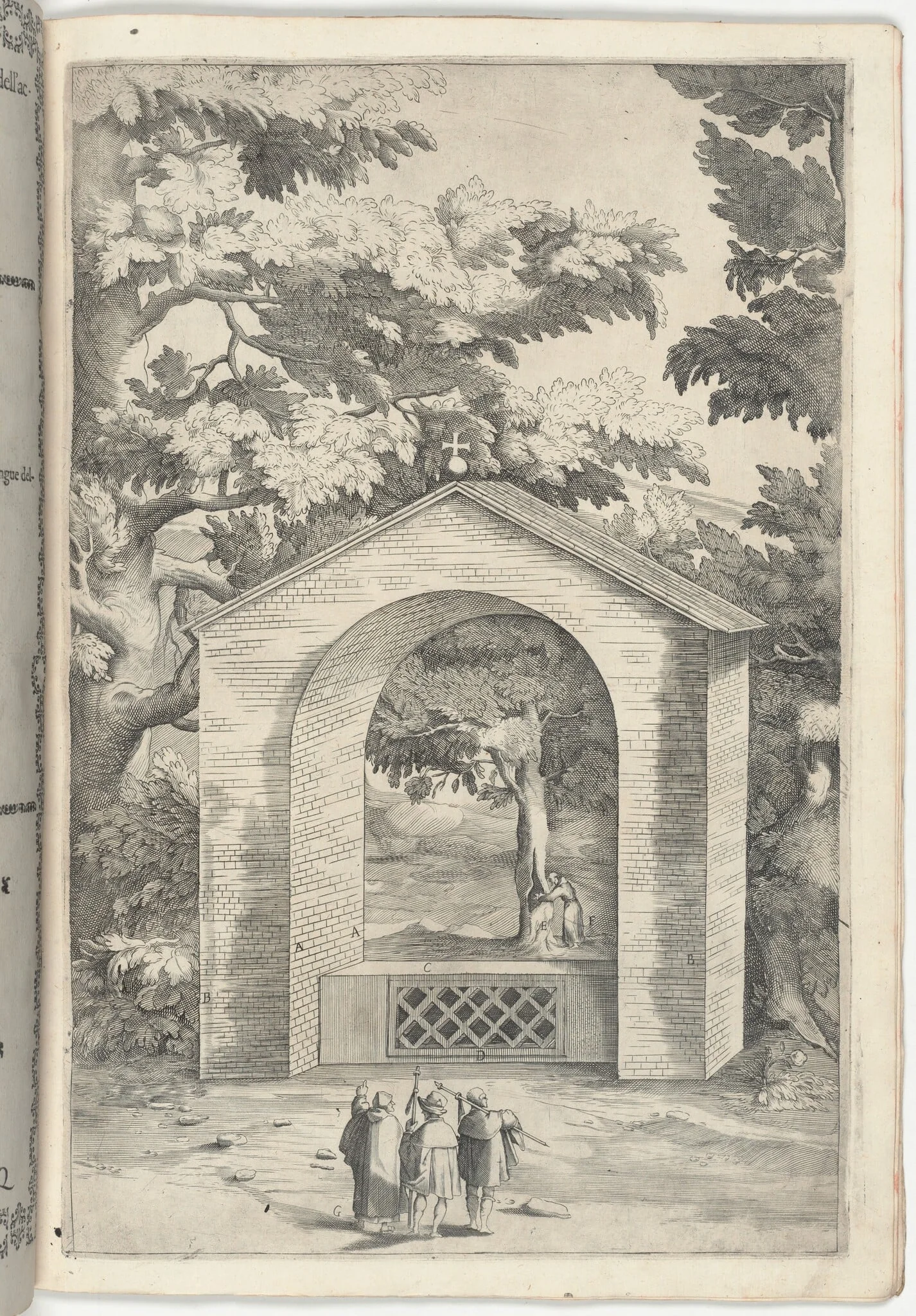 Chapel of the Spring in the Beech Tree (Cappella del faggio dell'acqua) [plate Q], by Jacopo Ligozzi, ink, 1612