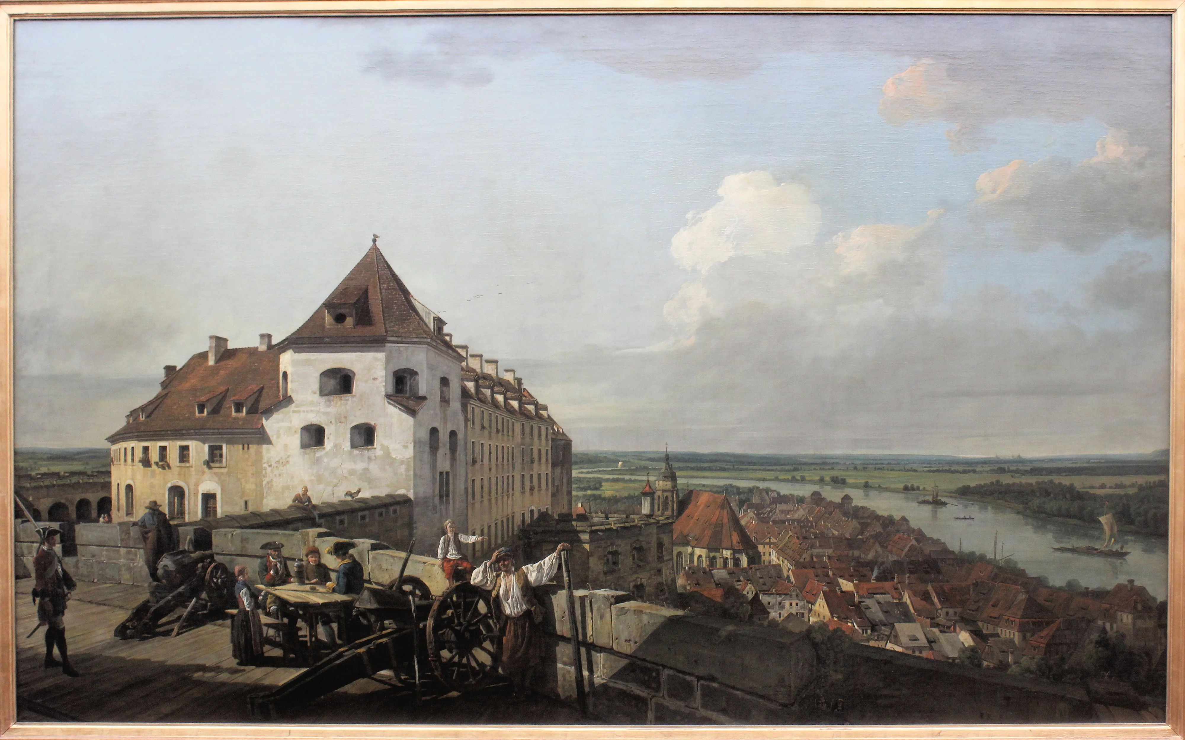 Sonnenstein fortress and Pirna from Hohes Werk, 1755, by Bernardo Bellotto, unspecified, 1755