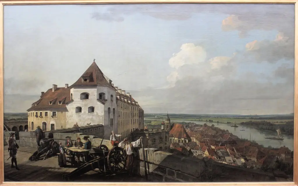 Sonnenstein fortress and Pirna from Hohes Werk, 1755