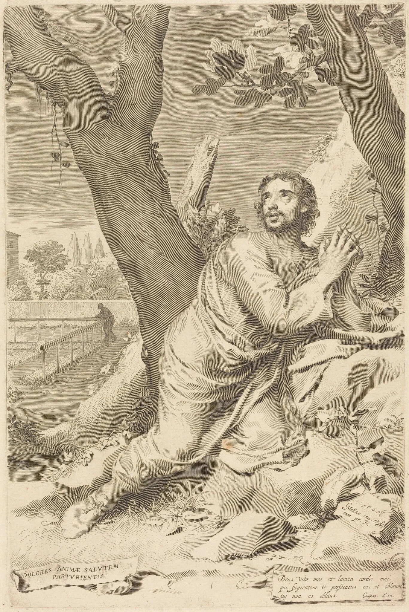 Saint Augustine, by Claude Mellan, ink, 1660