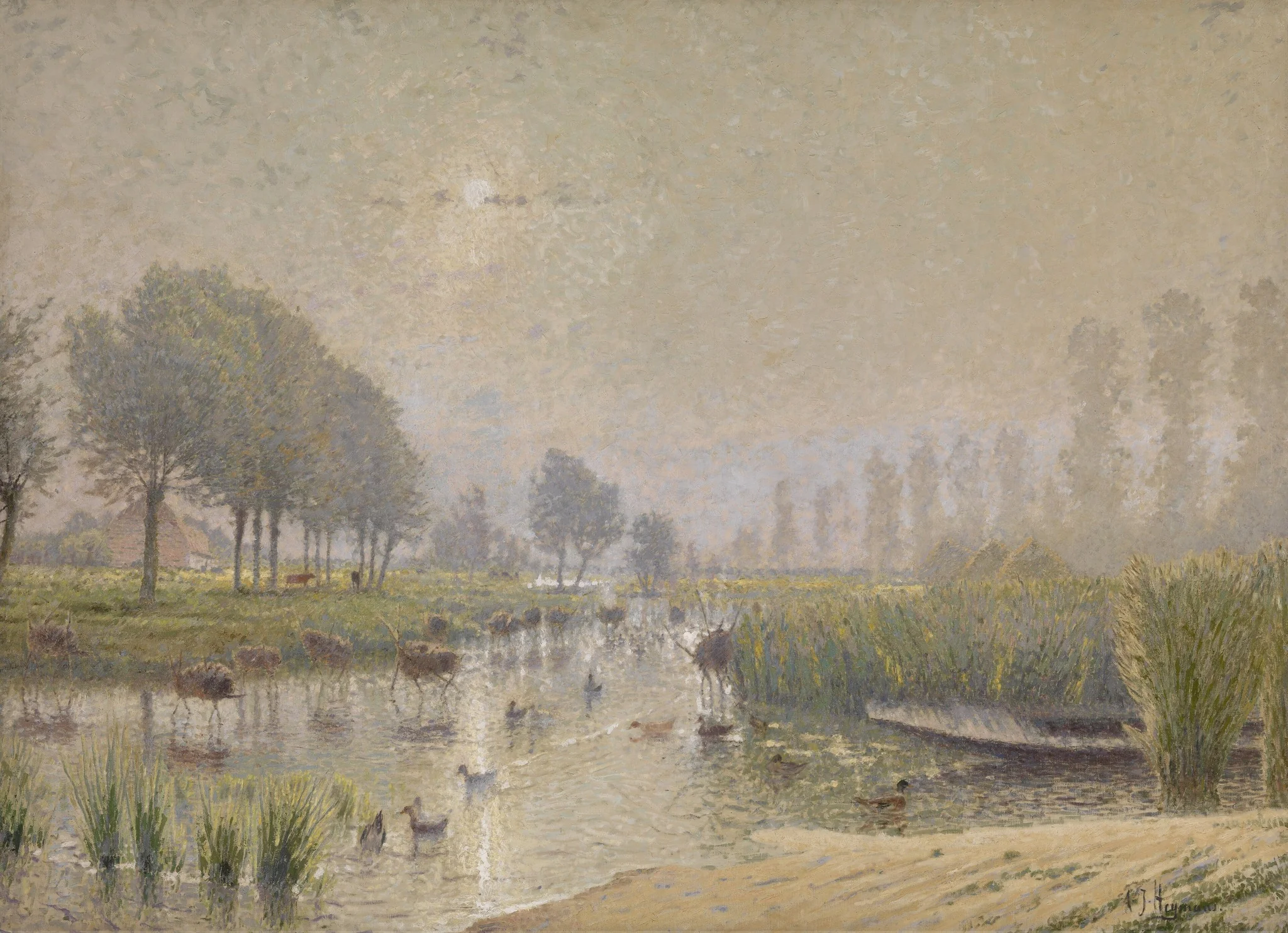 Duck Nests in the Reed, by Adriaan Jozef Heymans, oil, 1889