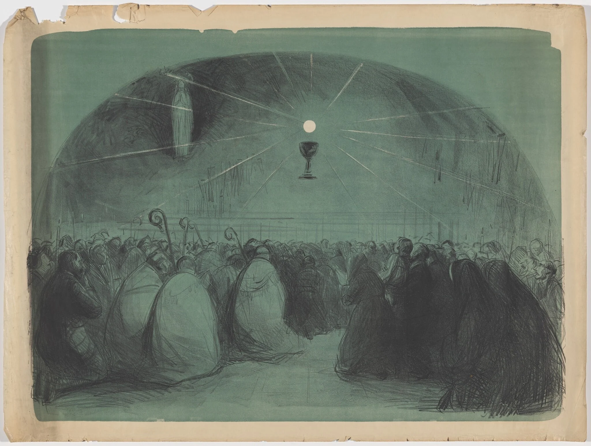 Lourdes, 1914,  25th International Eucharistic Congress, by Jean-Louis Forain, ink, 1914
