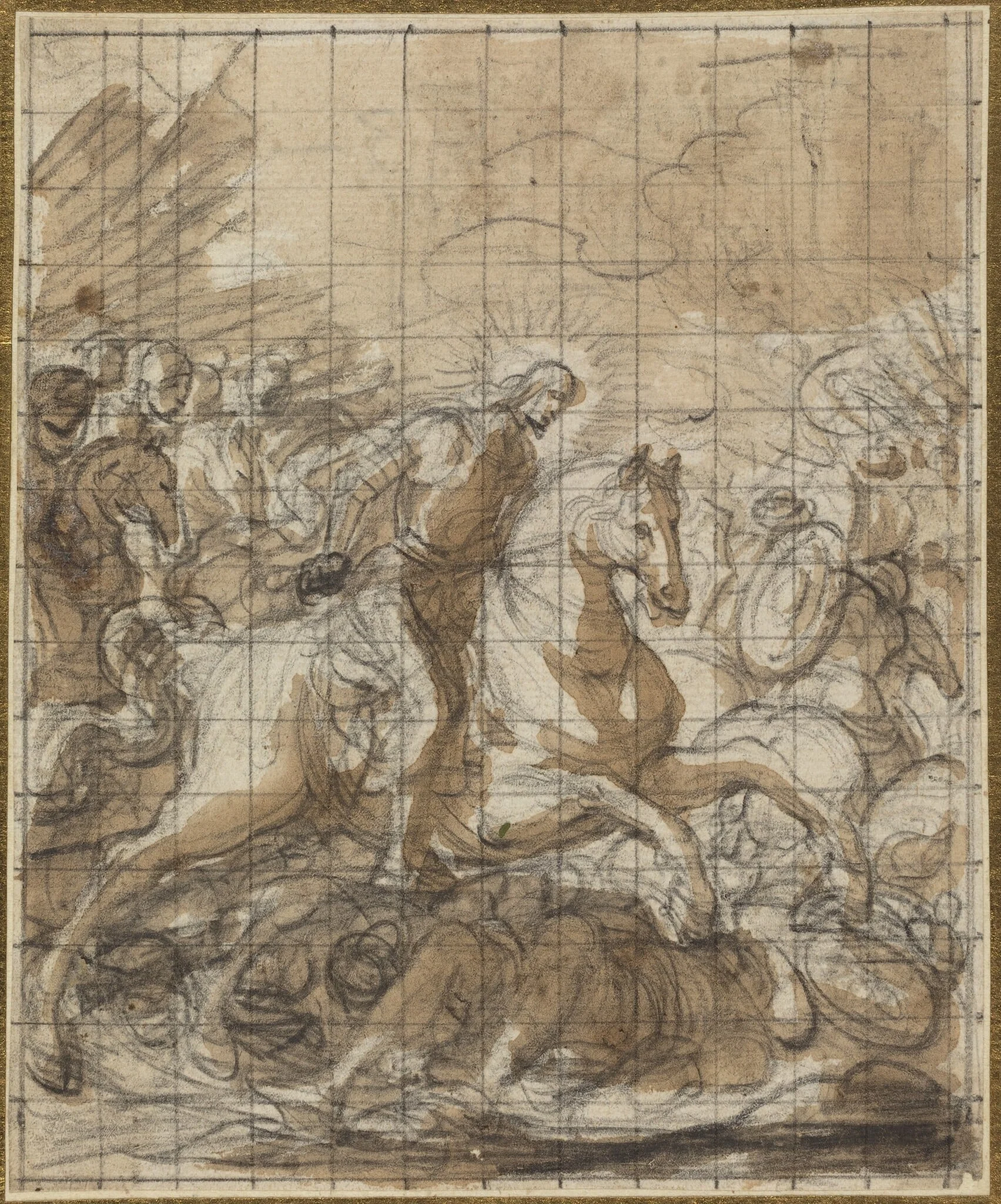 Saint James Defeating the Infidels, by Italian 18th Century, chalk, 1700