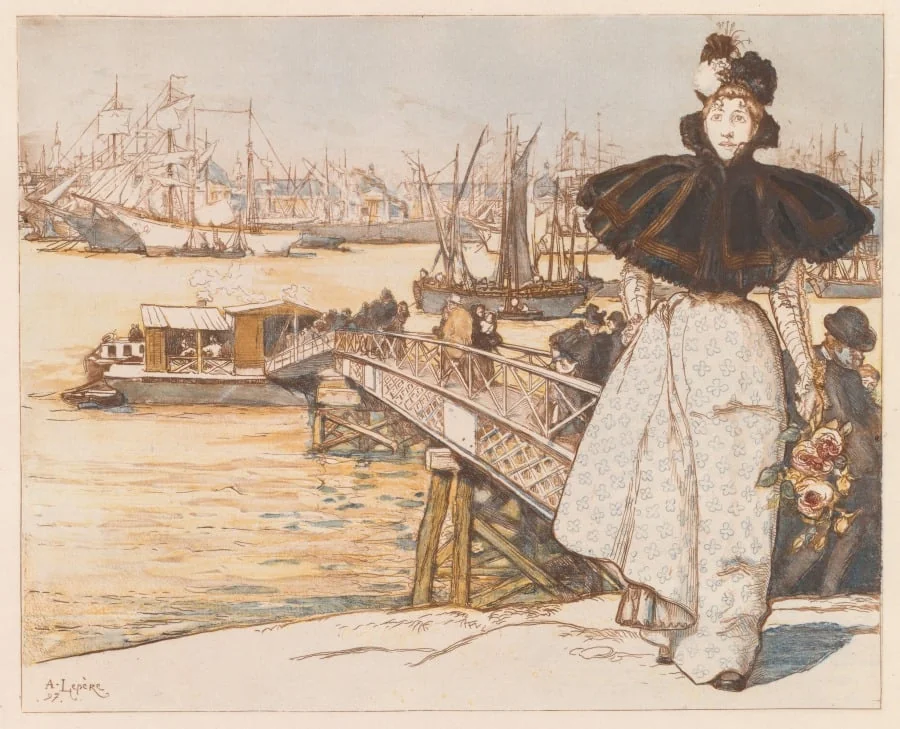 Pier on the Garonne, Bordeaux (Embarcadère sur la Garonne, Bordeaux), by Auguste Lepère, 1897