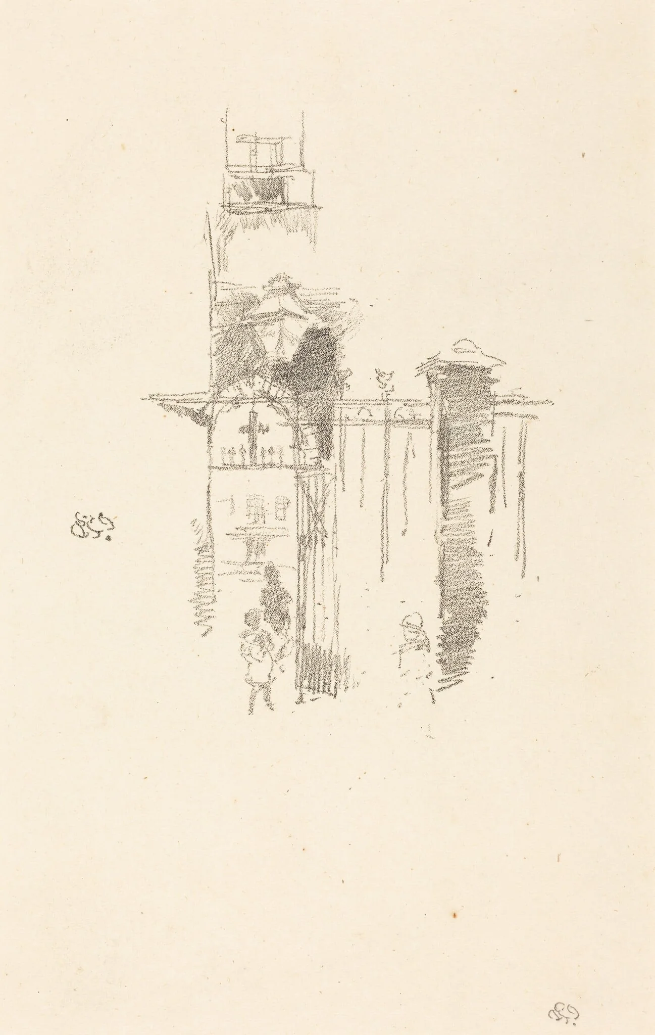 Entrance Gate, by James McNeill Whistler, ink, 1887