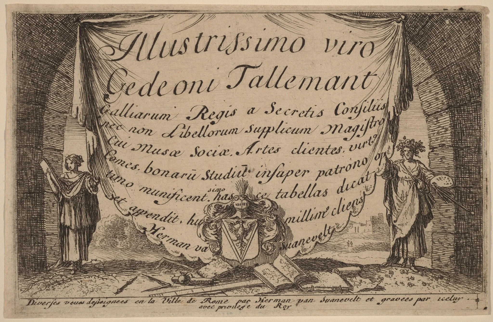Title Page, by Herman van Swanevelt, ink, 1628