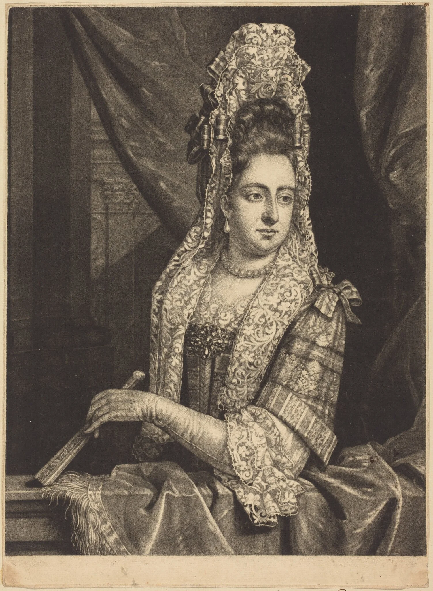 Queen Mary, by John Smith, ink, 1690