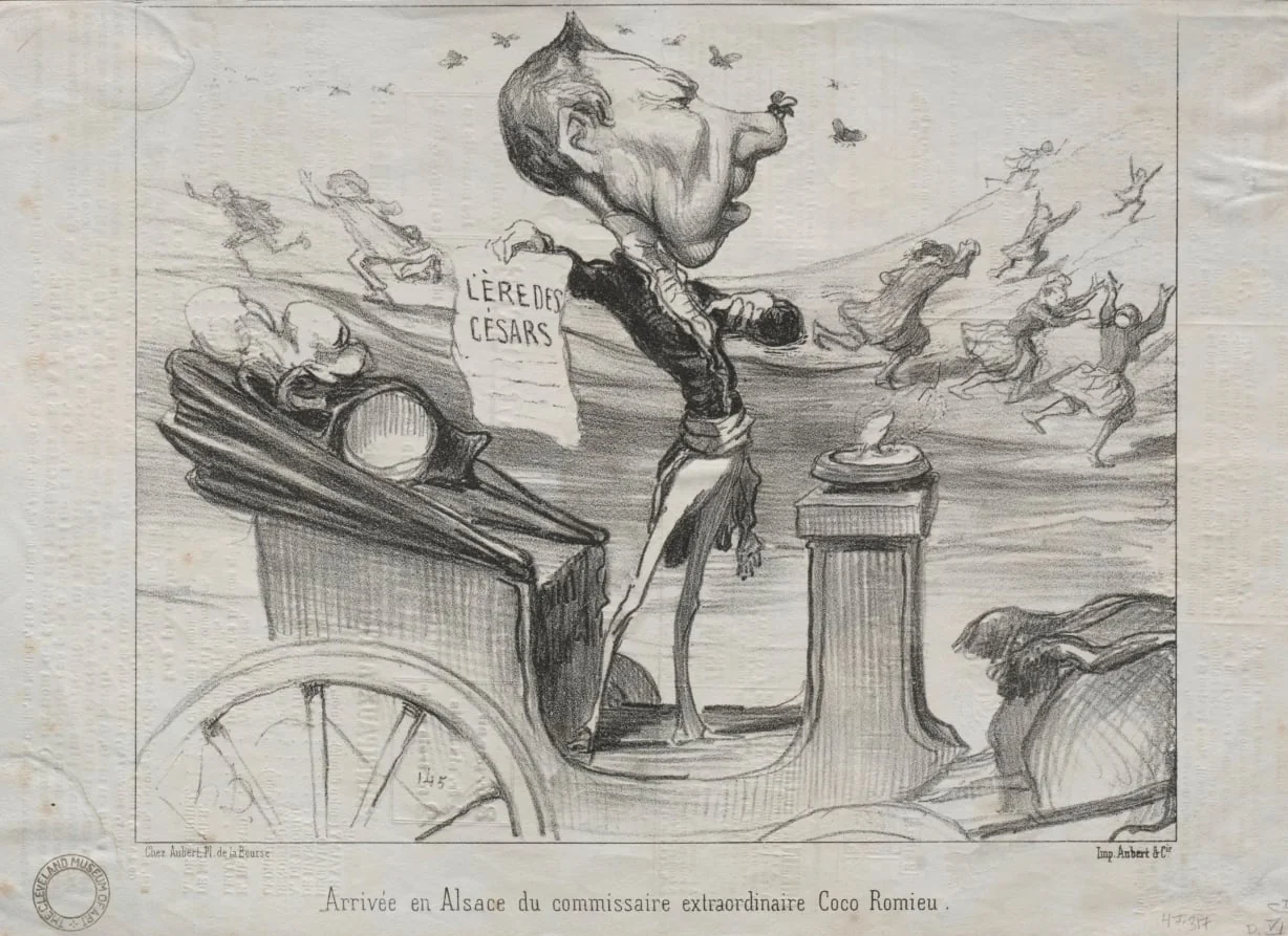 Arrival in Alsace of the extraordinary commissioner, Coco Romieu., by Honoré Daumier, 1850