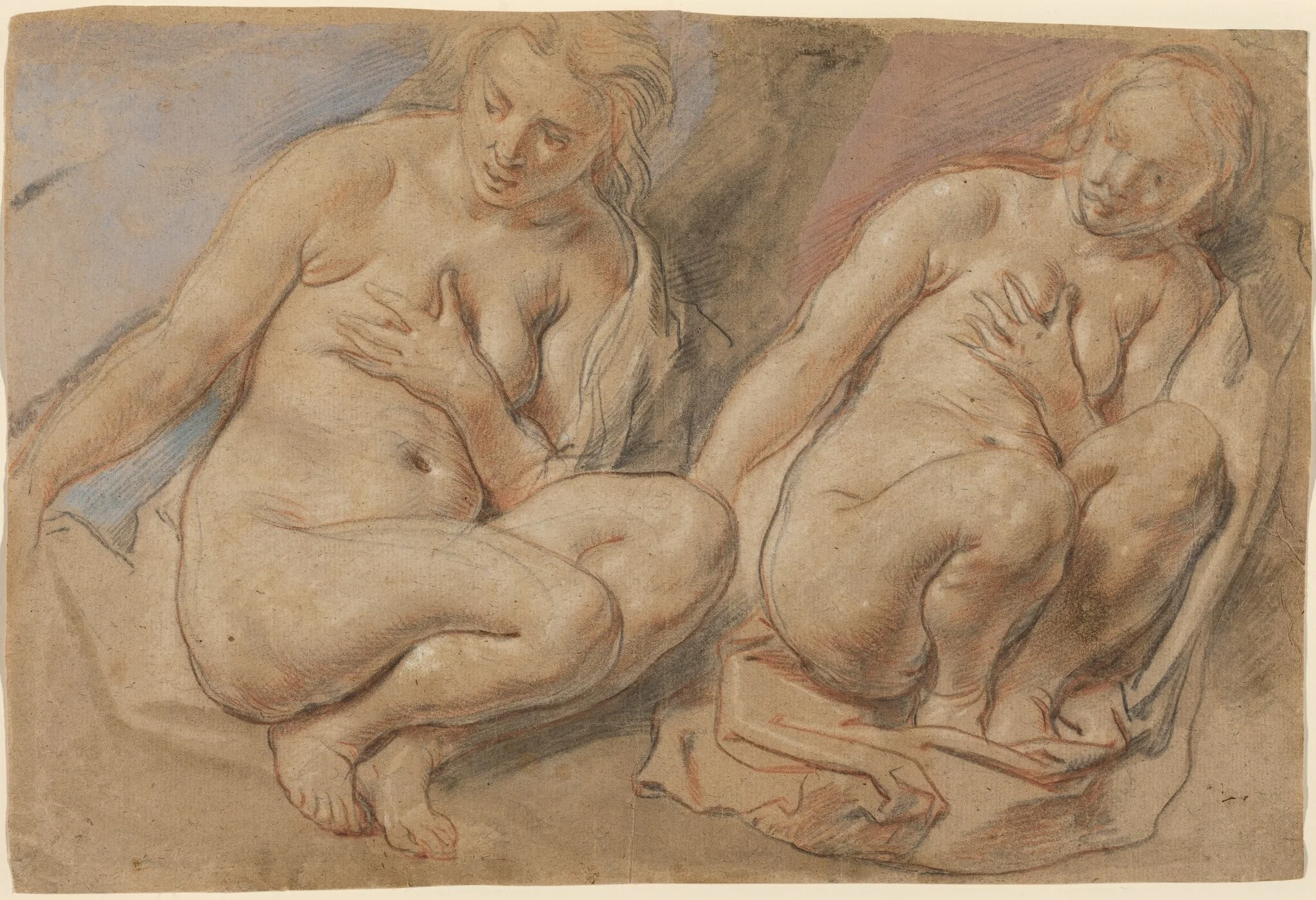 Susannah Crouching, by Jacob Jordaens, watercolor, 1642