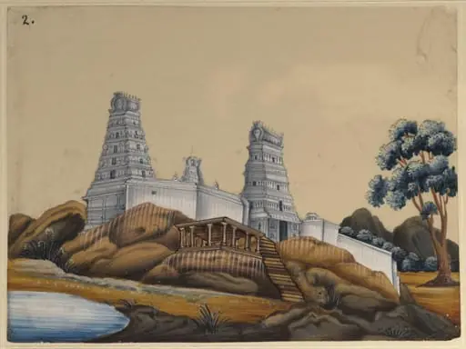 One of sixteen paintings of unidentified South Indian temples.