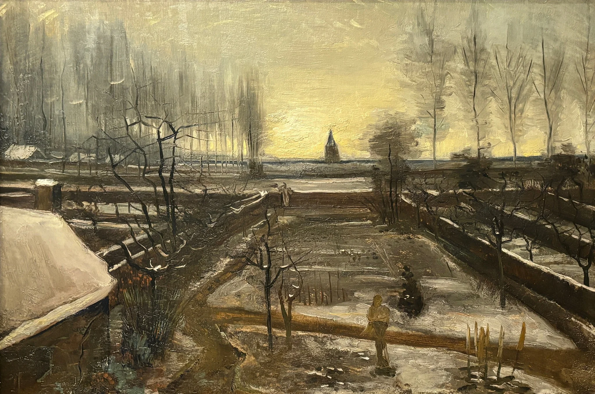 The Parsonage Garden at Nuenen in the Snow, by Vincent van Gogh, oil, 1893