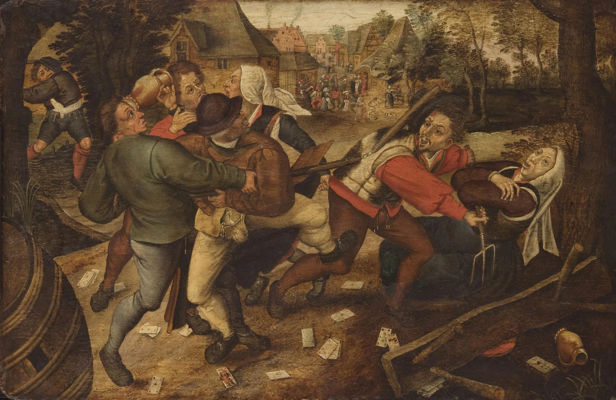 Fighting Peasants, by Pieter Brueghel the Younger, oil, 1627