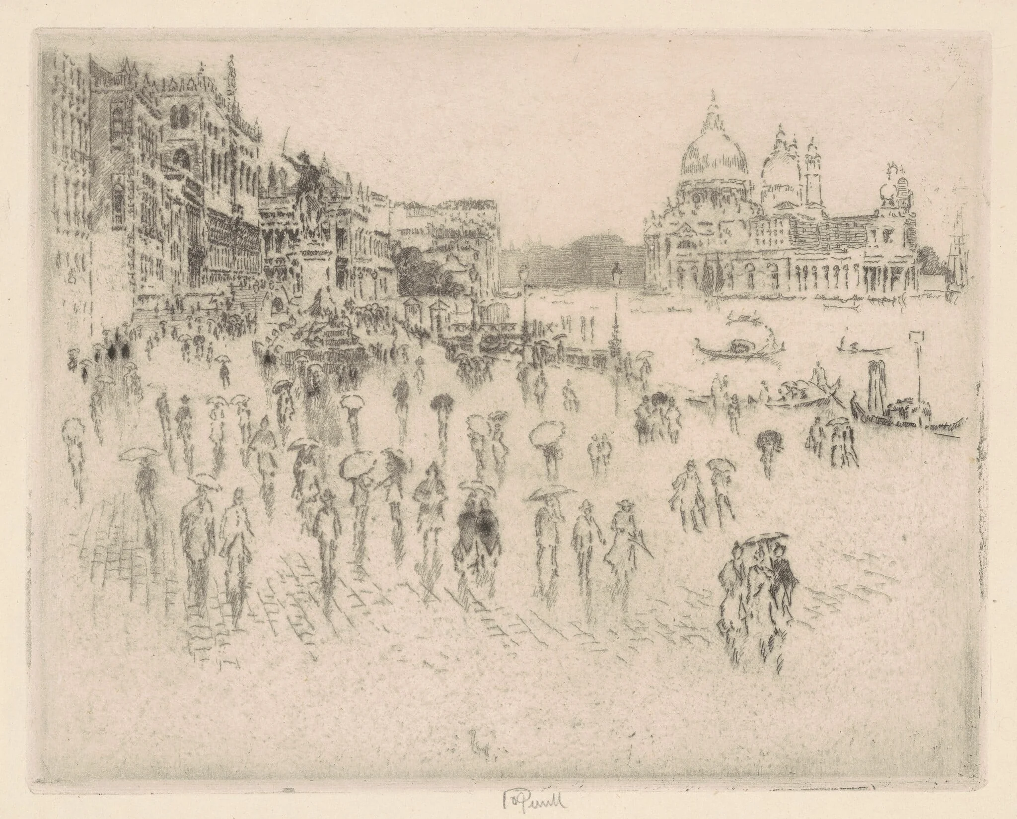 On the Riva, from Pennell's Window, by Joseph Pennell, ink, 1883