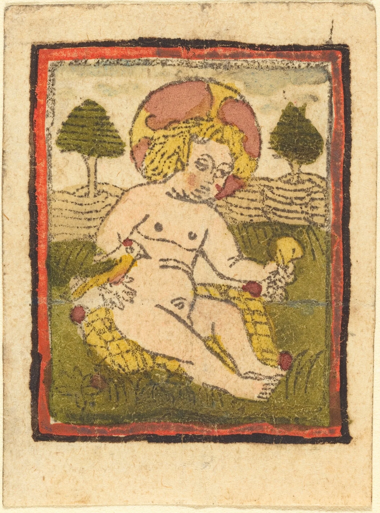 Christ Child with Bird, by German 15th Century, ink, 1465