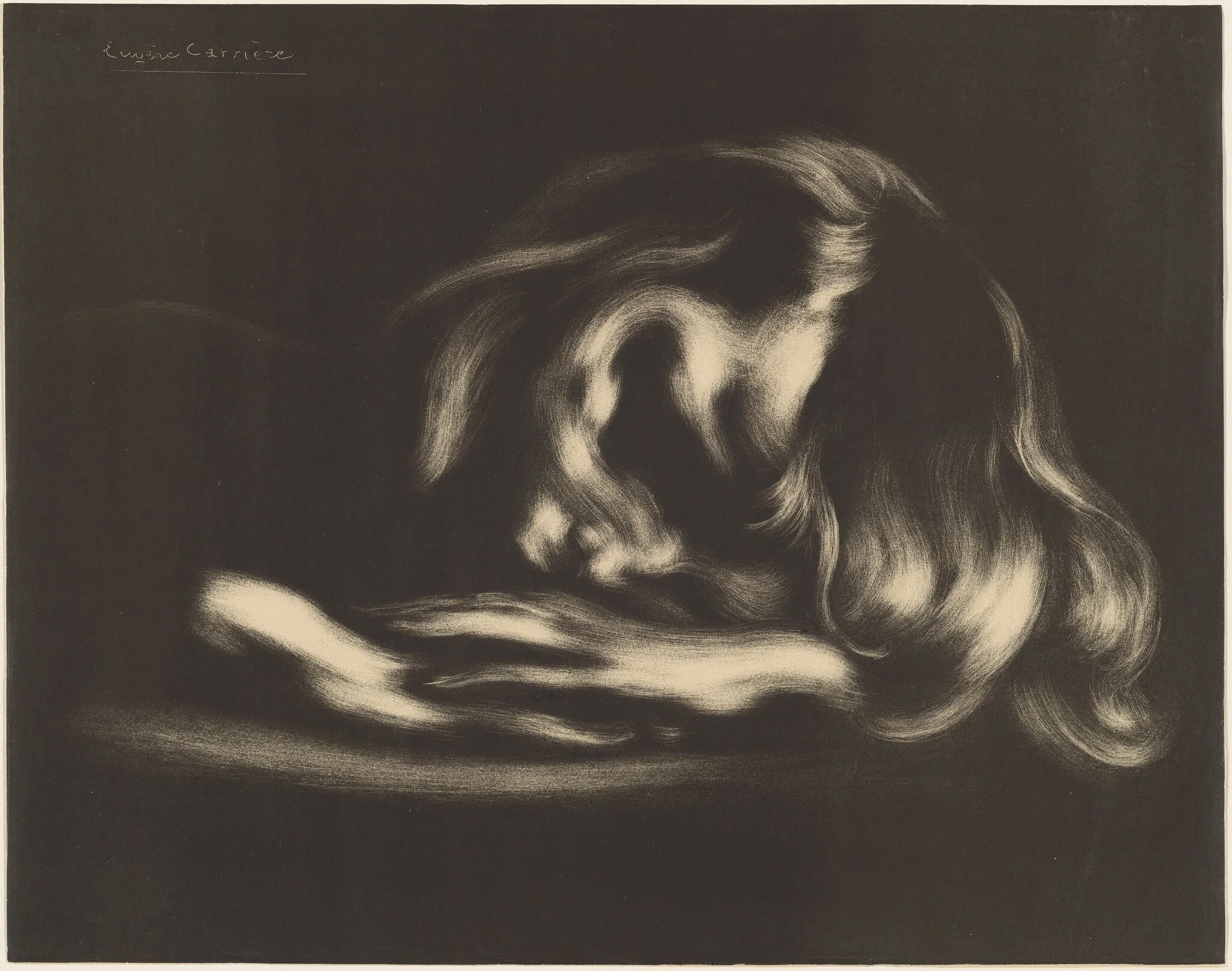 Sleep, by Eugène Carrière, ink, 1897