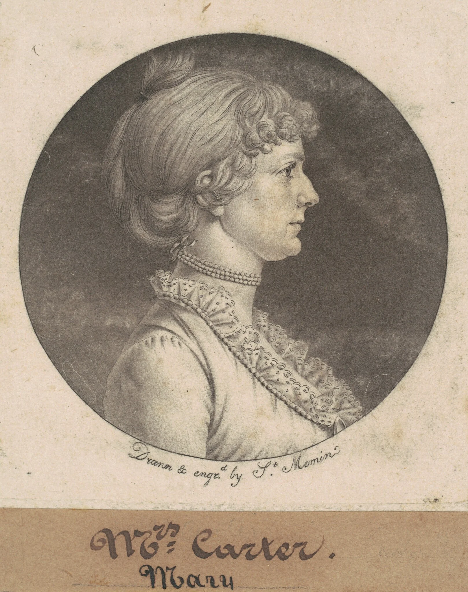 Mary Nelson Carter, by Charles Balthazar Julien Févret de Saint-Mémin, ink, 1801