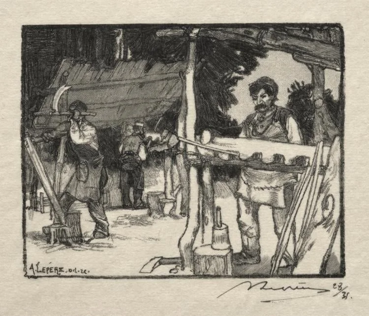 Le Fabricant de lattes, by Auguste Lepère, 1889