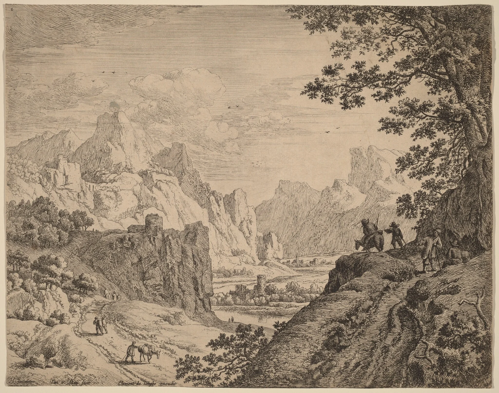 View of the River Rhine, by Jan van Aken, ink, 1638