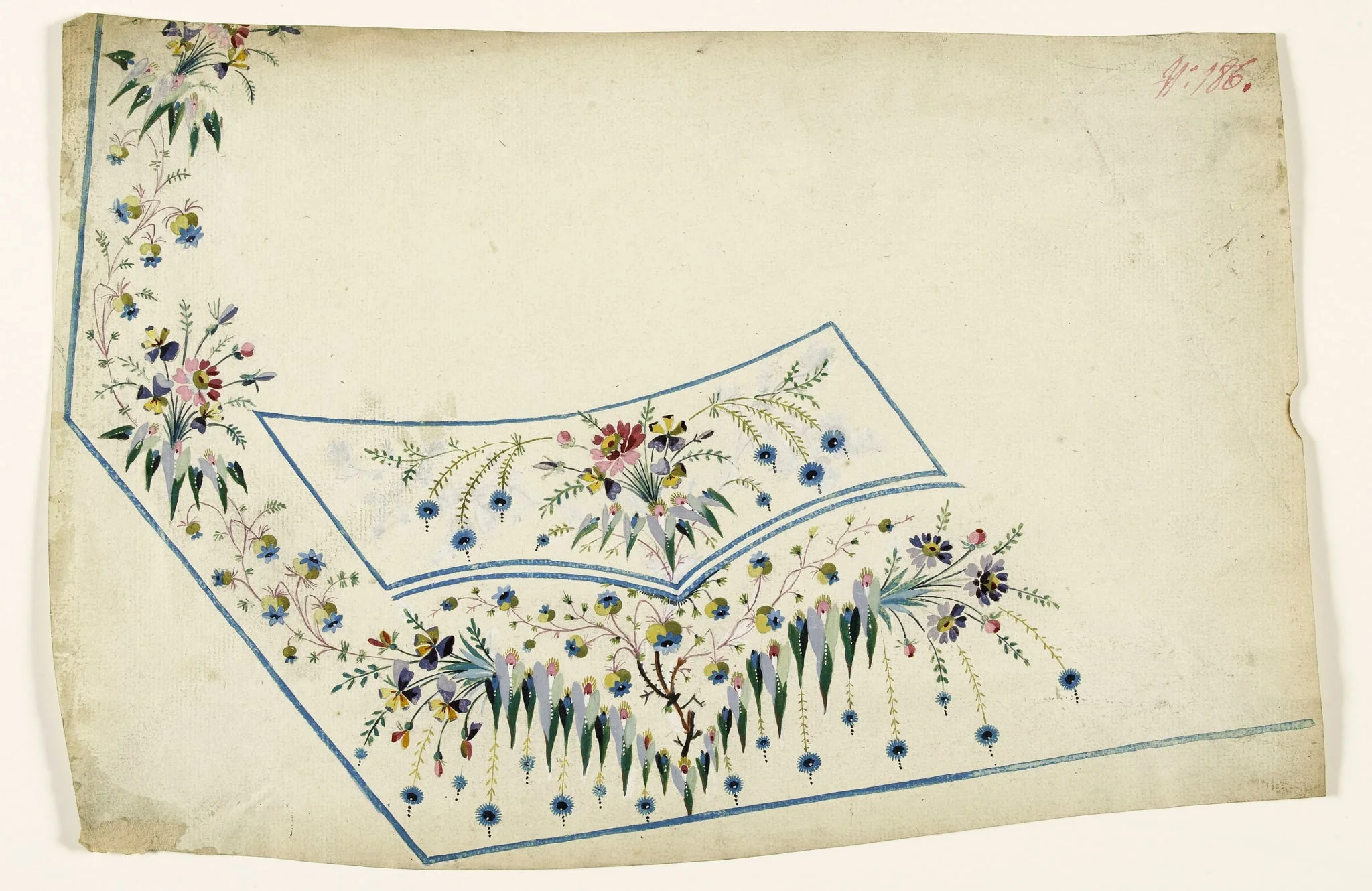 Composition florale en guirlandes, projets de broderies de gilet, XVIIIème siècle, by Anonyme, 1750