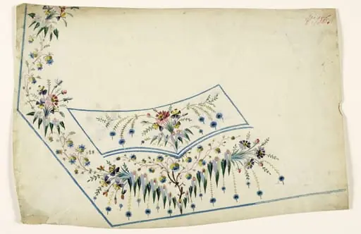 Composition florale en guirlandes, projets de broderies de gilet, XVIIIème siècle