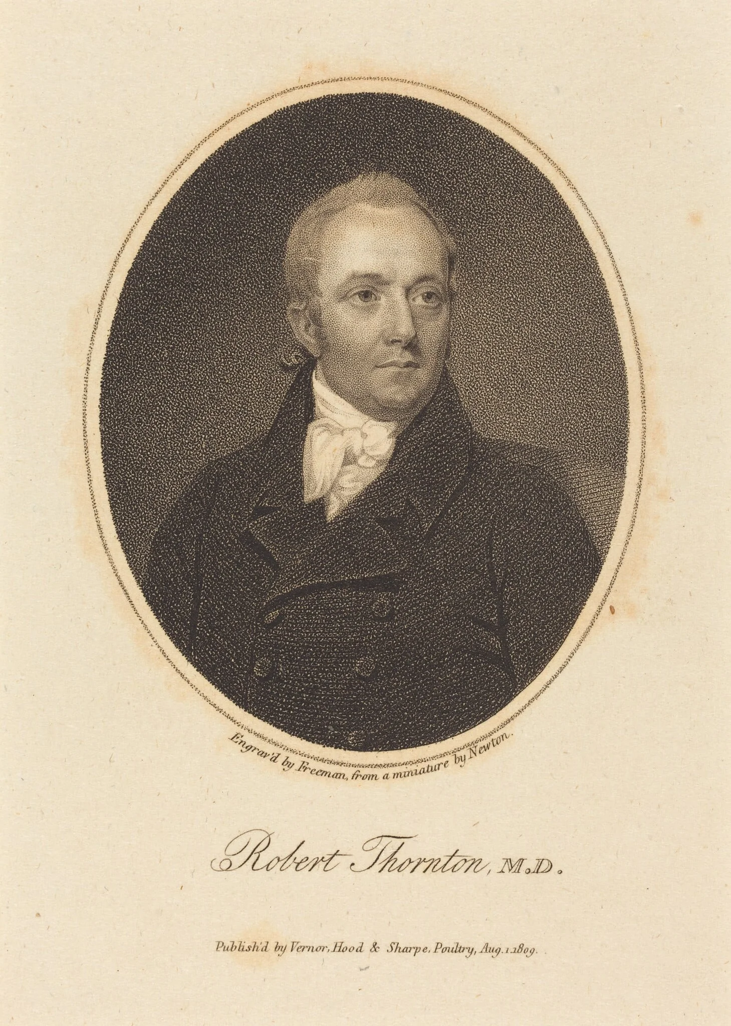 Robert Thornton, M.D., by Samuel Freeman, ink, 1809
