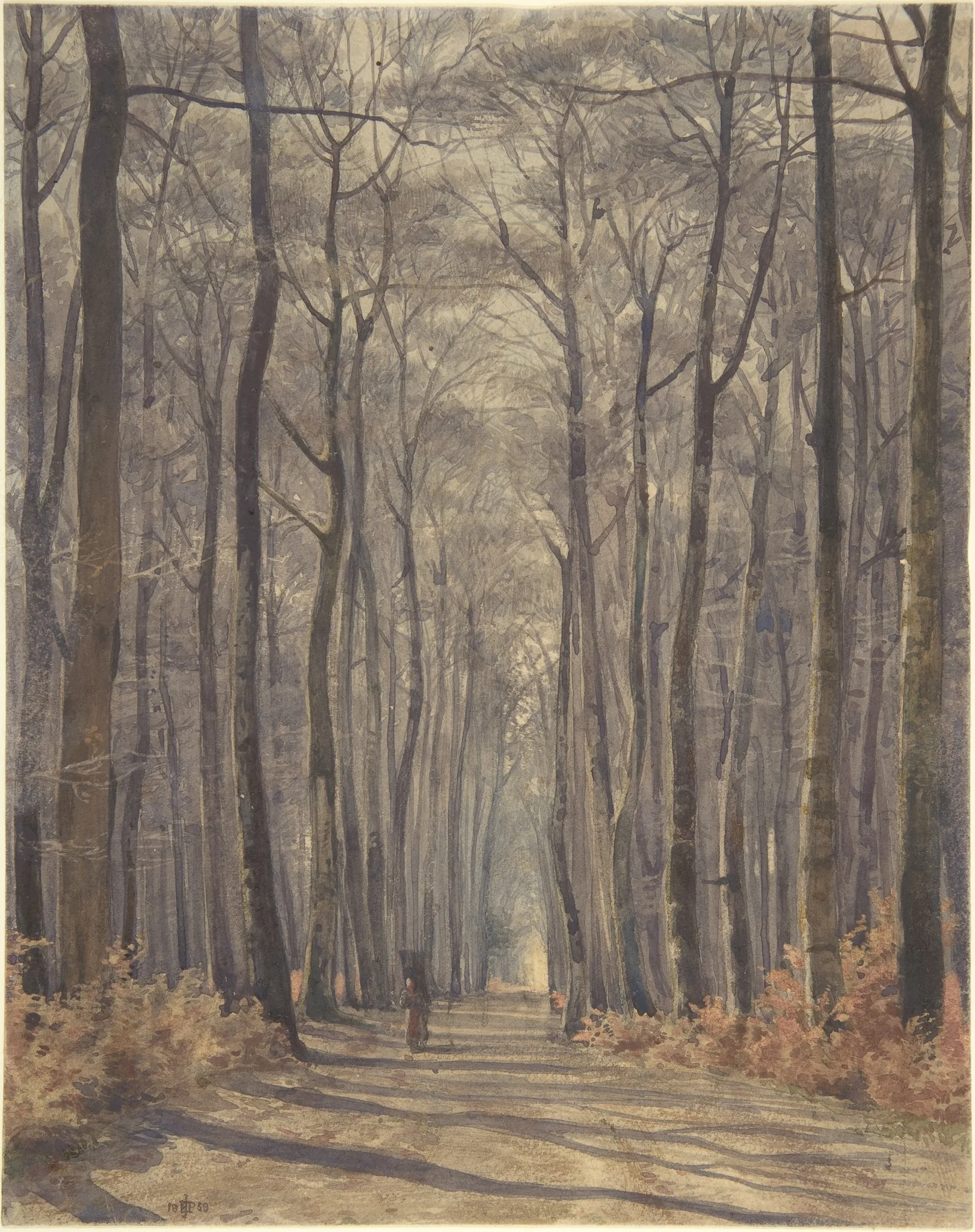 An Allée in the Woods, by Edward John, Sir Poynter, watercolor, 1859