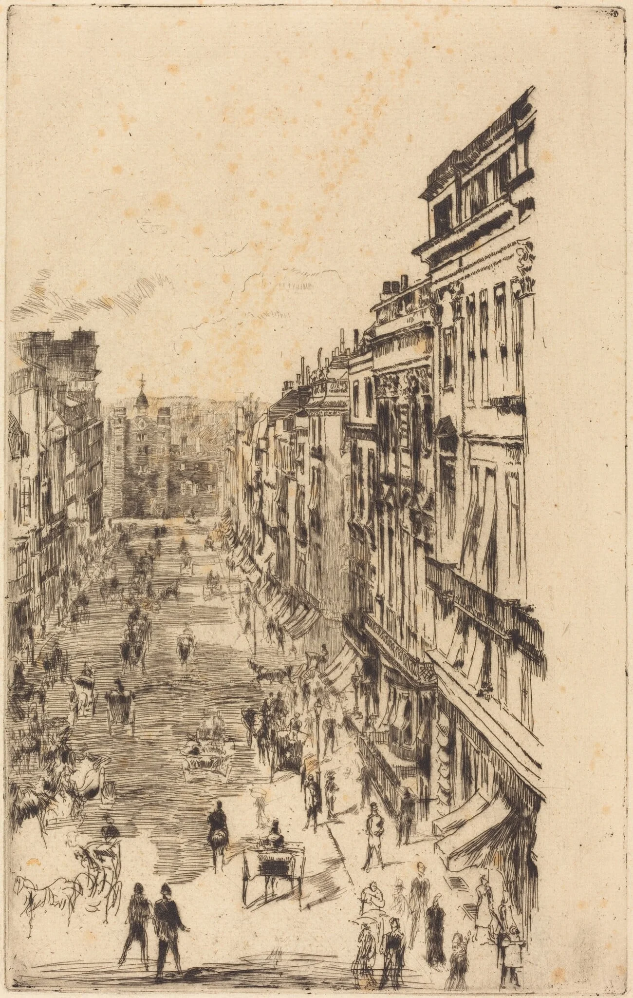 St James's Street, by James McNeill Whistler, ink, 1878