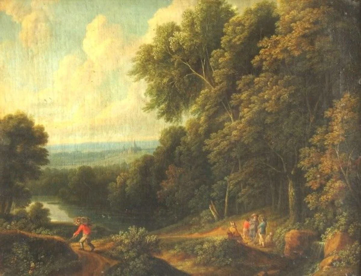 Peisaj cu copaci și cascadă mică, by Jacques d'Arthois, unspecified, 1642
