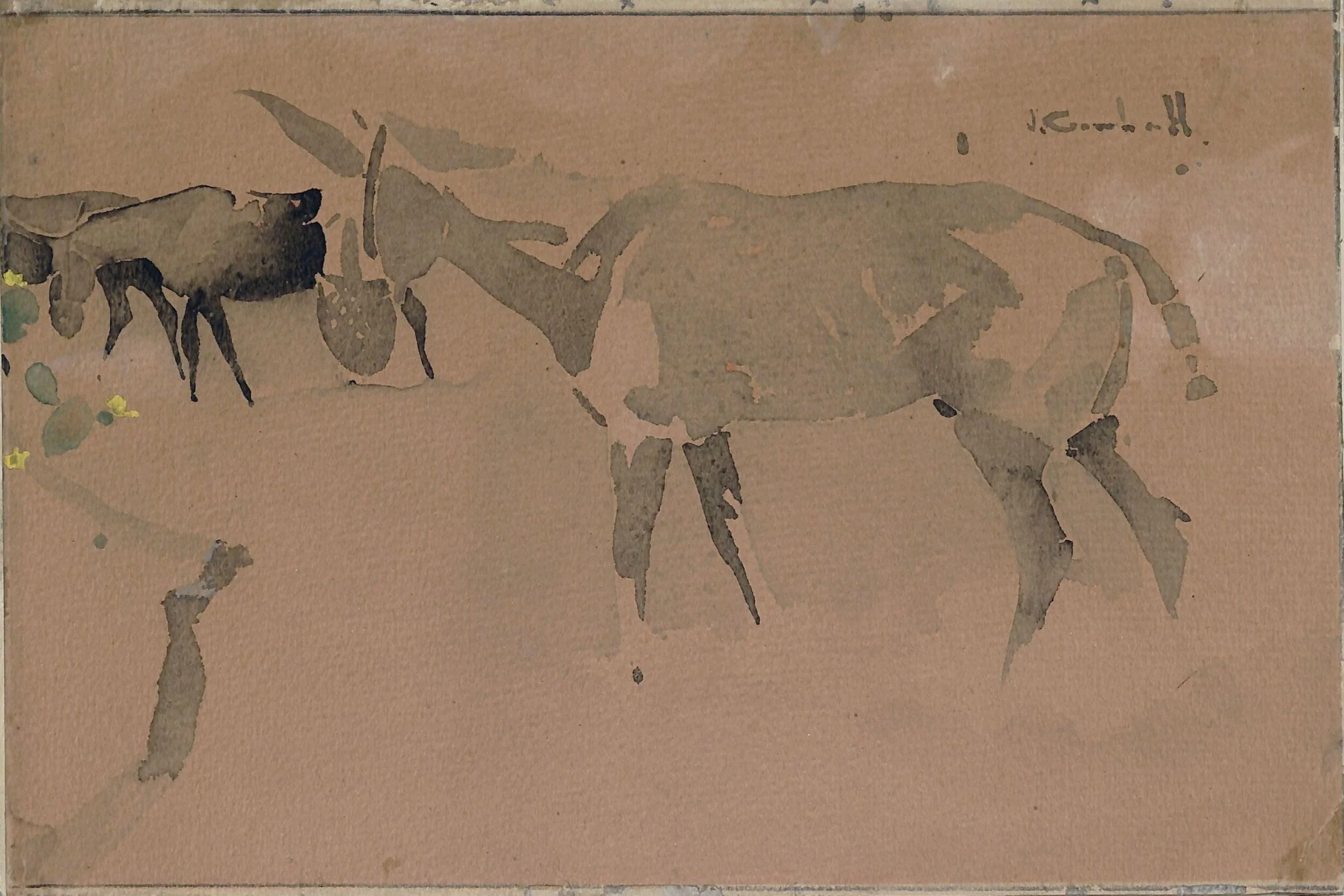 Donkeys, by Joseph Crawhall, watercolor, 1900