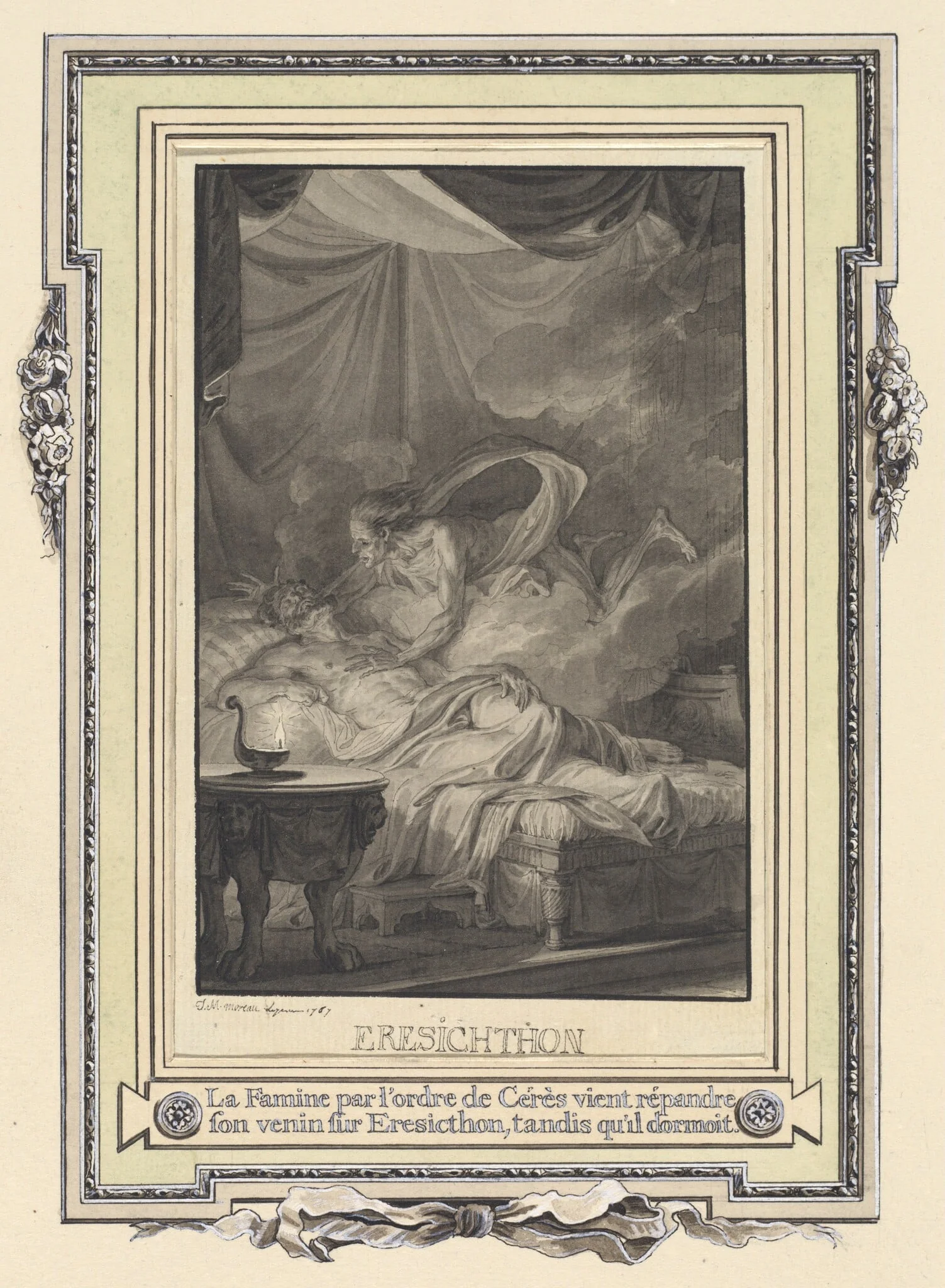 La Famine par l'ordre de Ceres ..., by Jean-Michel the Younger Moreau, ink, 1767
