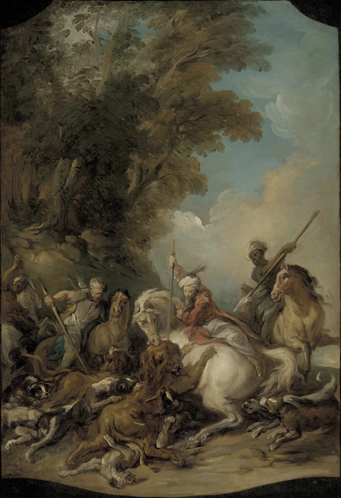 The Lion Hunt, by Jean-François de Troy, unspecified, 1735